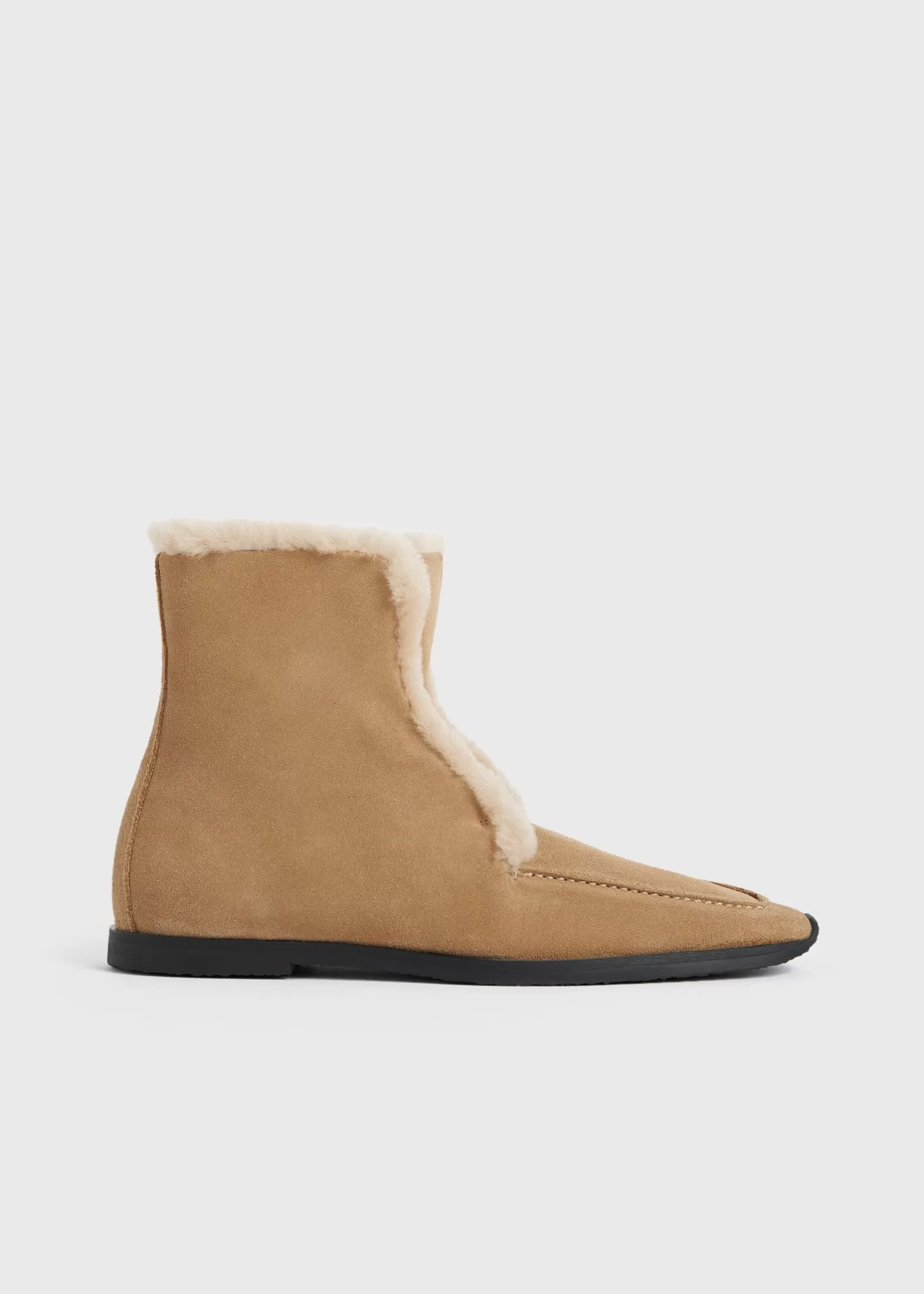 Shoes>TOTEME Shearling-edge winter boots caramel/ecru