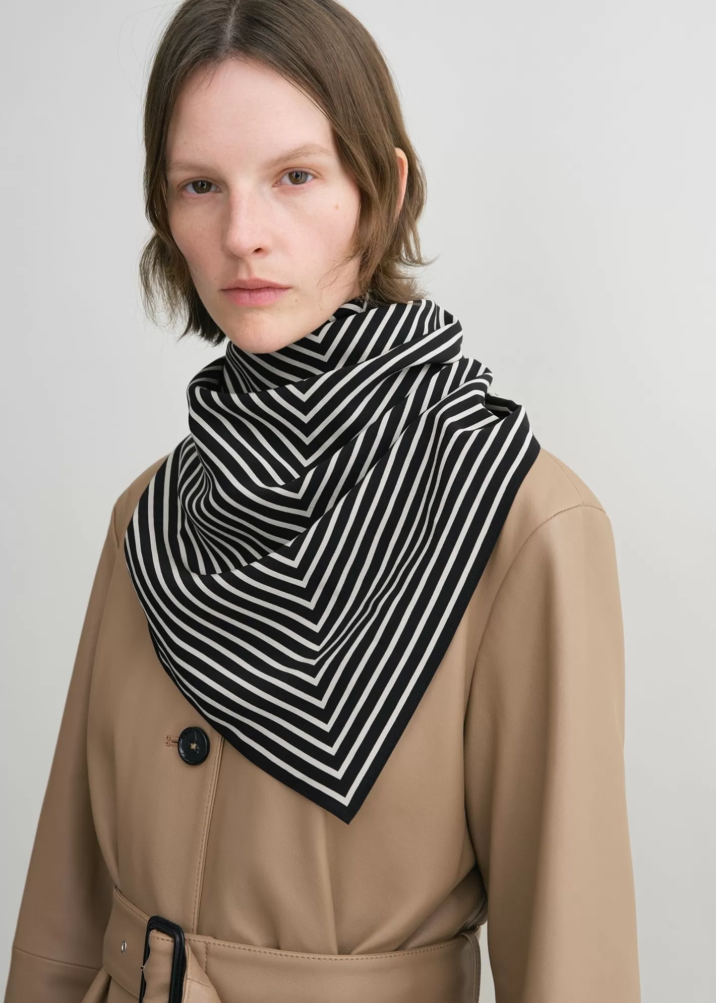 Scarves>TOTEME Signature monogram silk blanket scarf Black