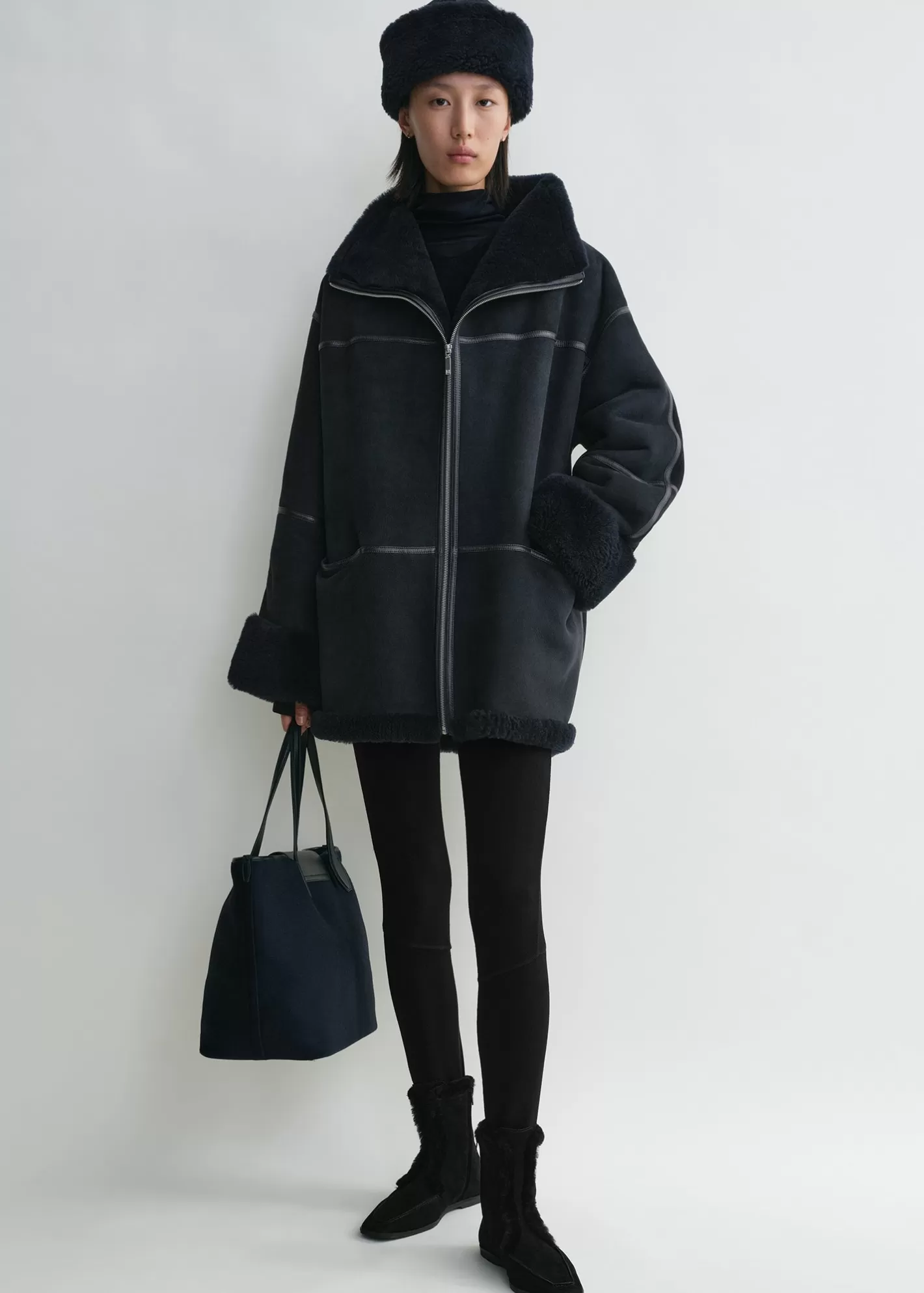 Outerwear>TOTEME Signature shearling jacket navy