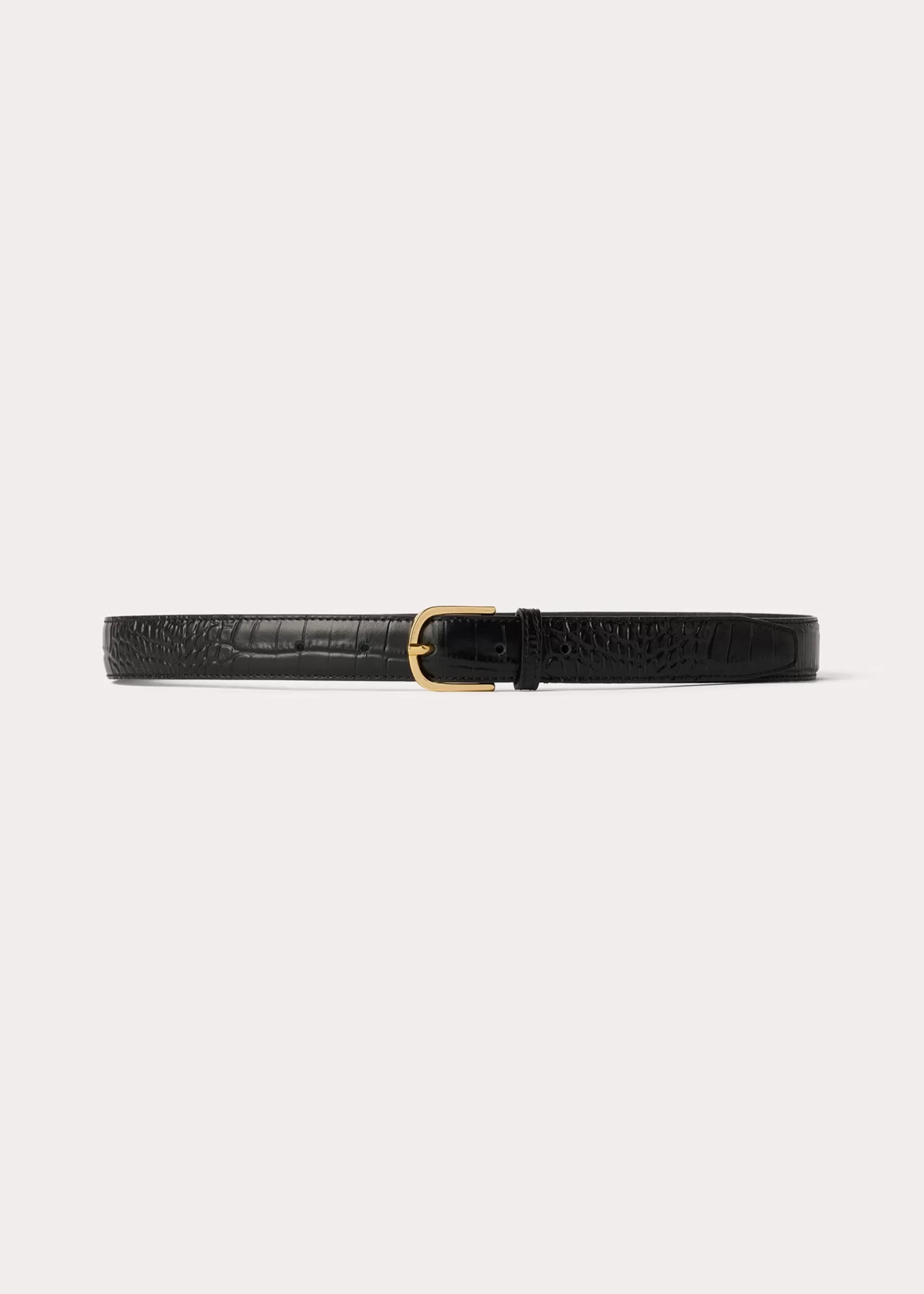 Small Leather Goods>TOTEME Slim croco-embossed trouser belt black Blackcroco