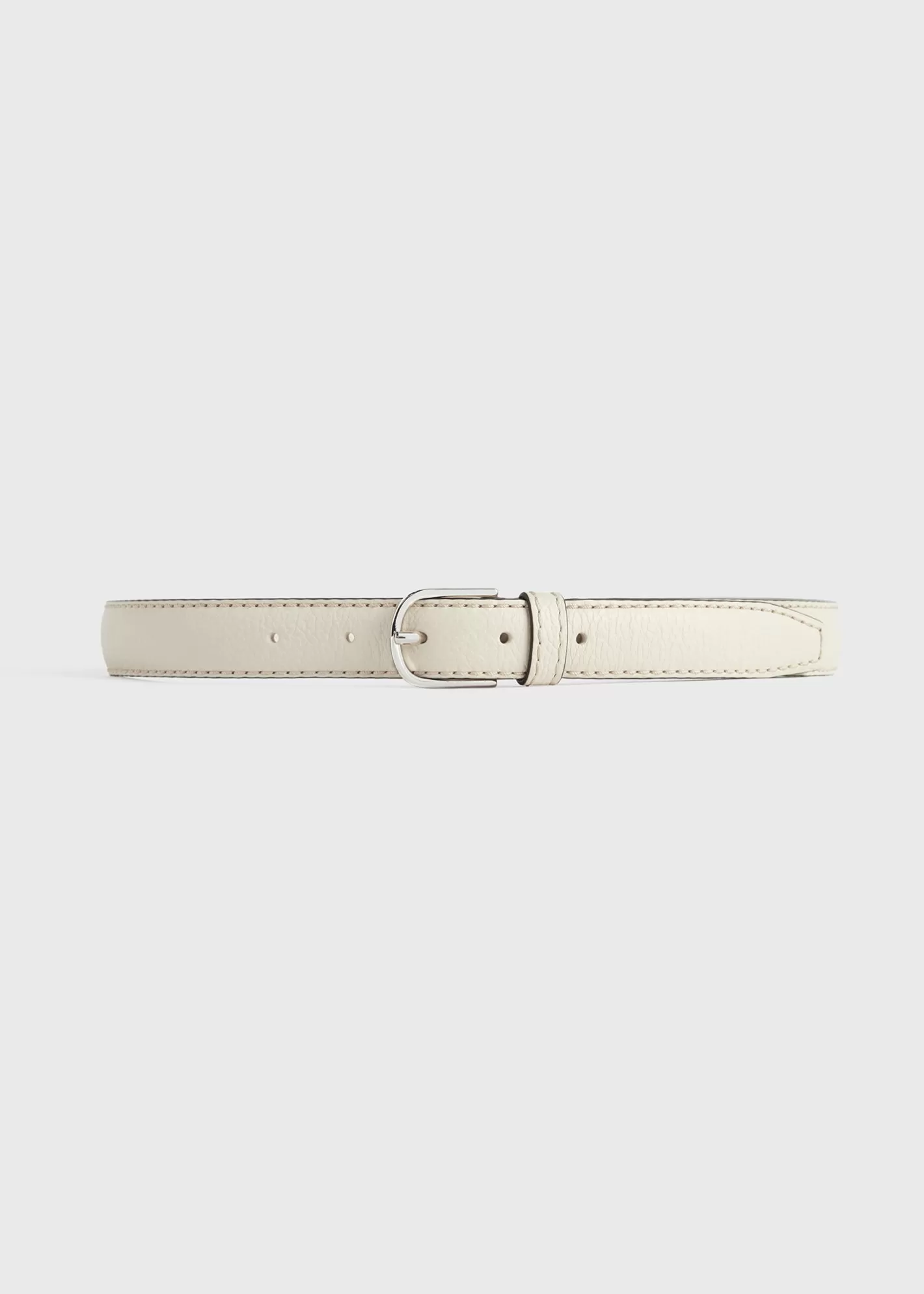 Small Leather Goods>TOTEME Slim grained-leather trouser belt milk MilkGrain