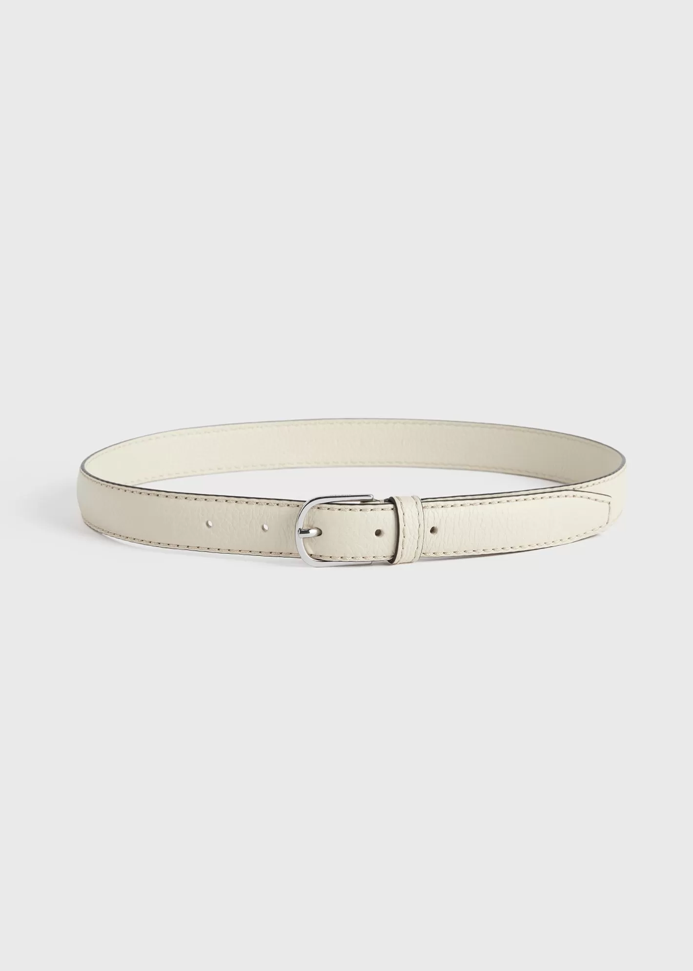 Small Leather Goods>TOTEME Slim grained-leather trouser belt milk MilkGrain