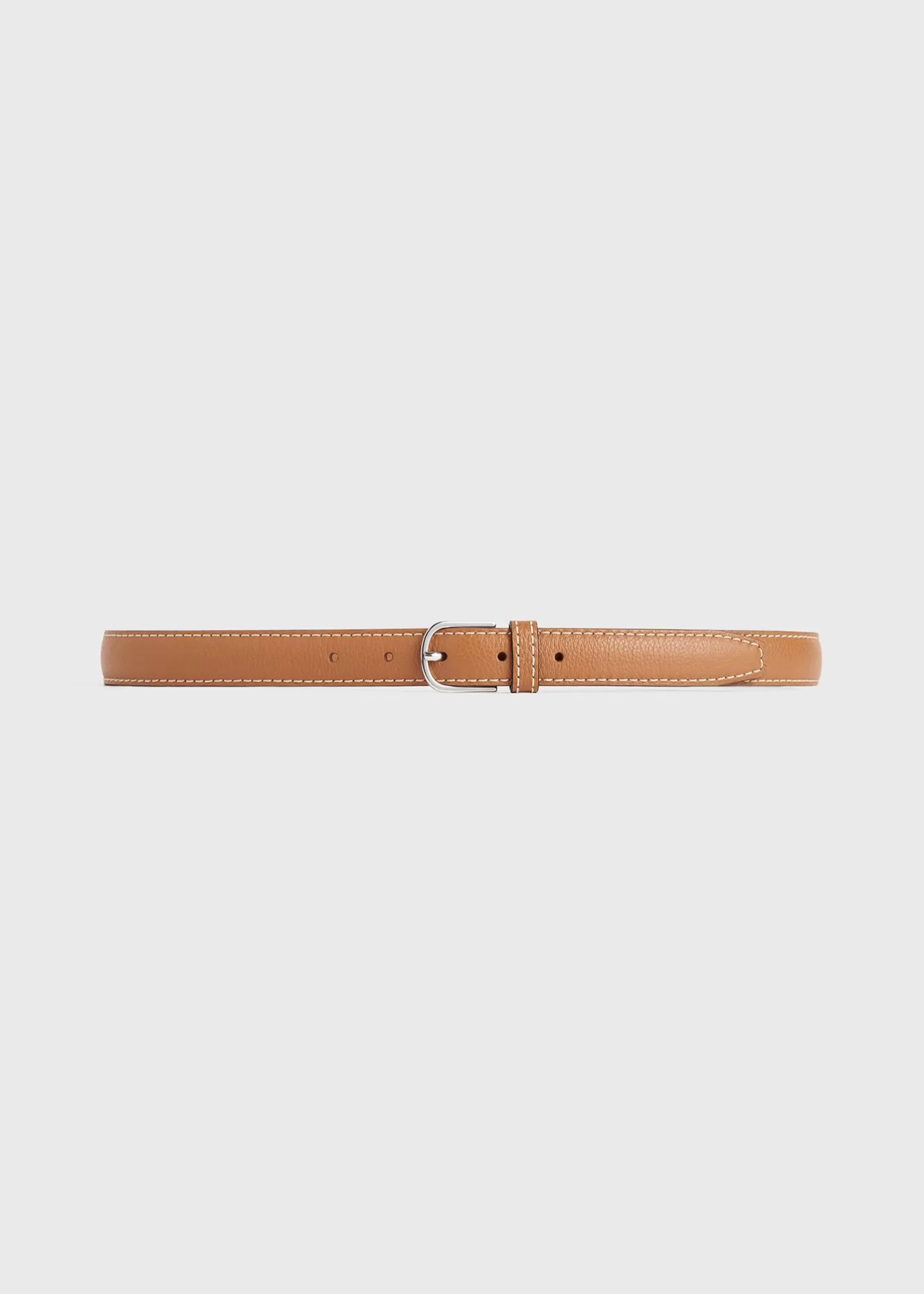 Small Leather Goods>TOTEME Slim grained-leather trouser belt Tan