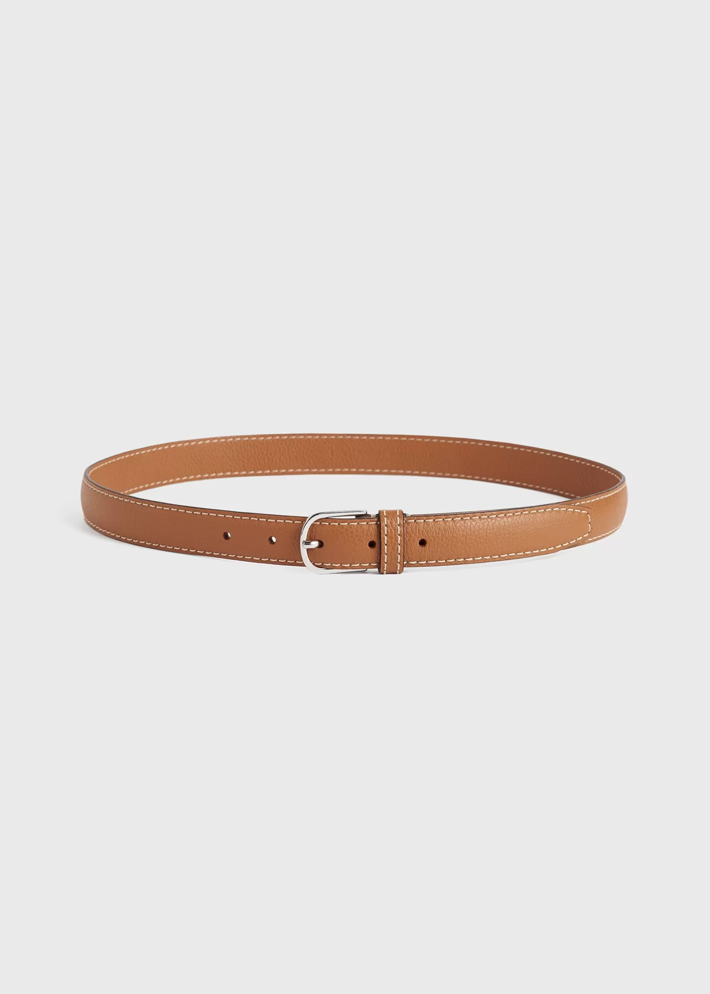 Small Leather Goods>TOTEME Slim grained-leather trouser belt Tan