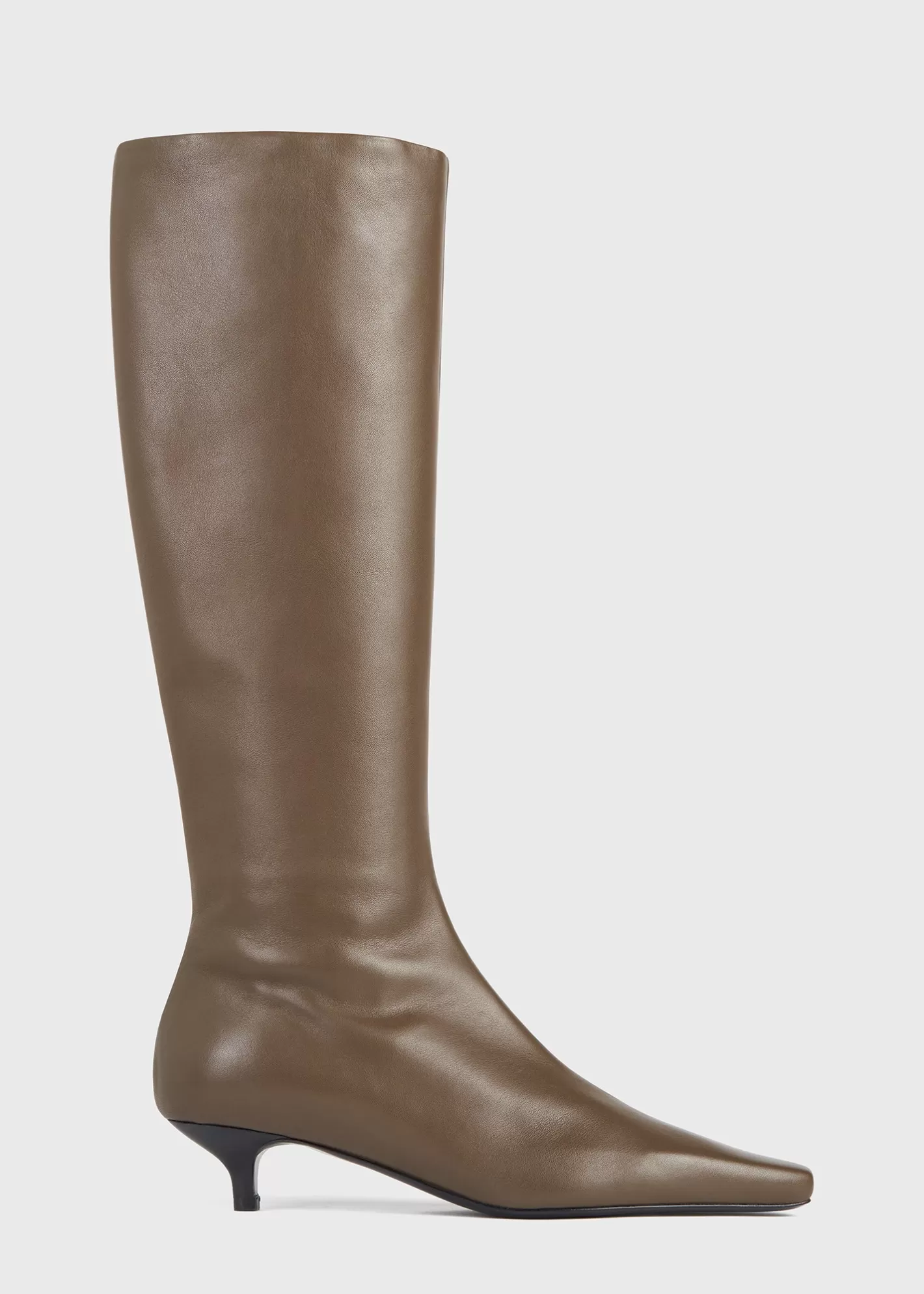 Shoes>TOTEME Slim leather knee-high boots Ash