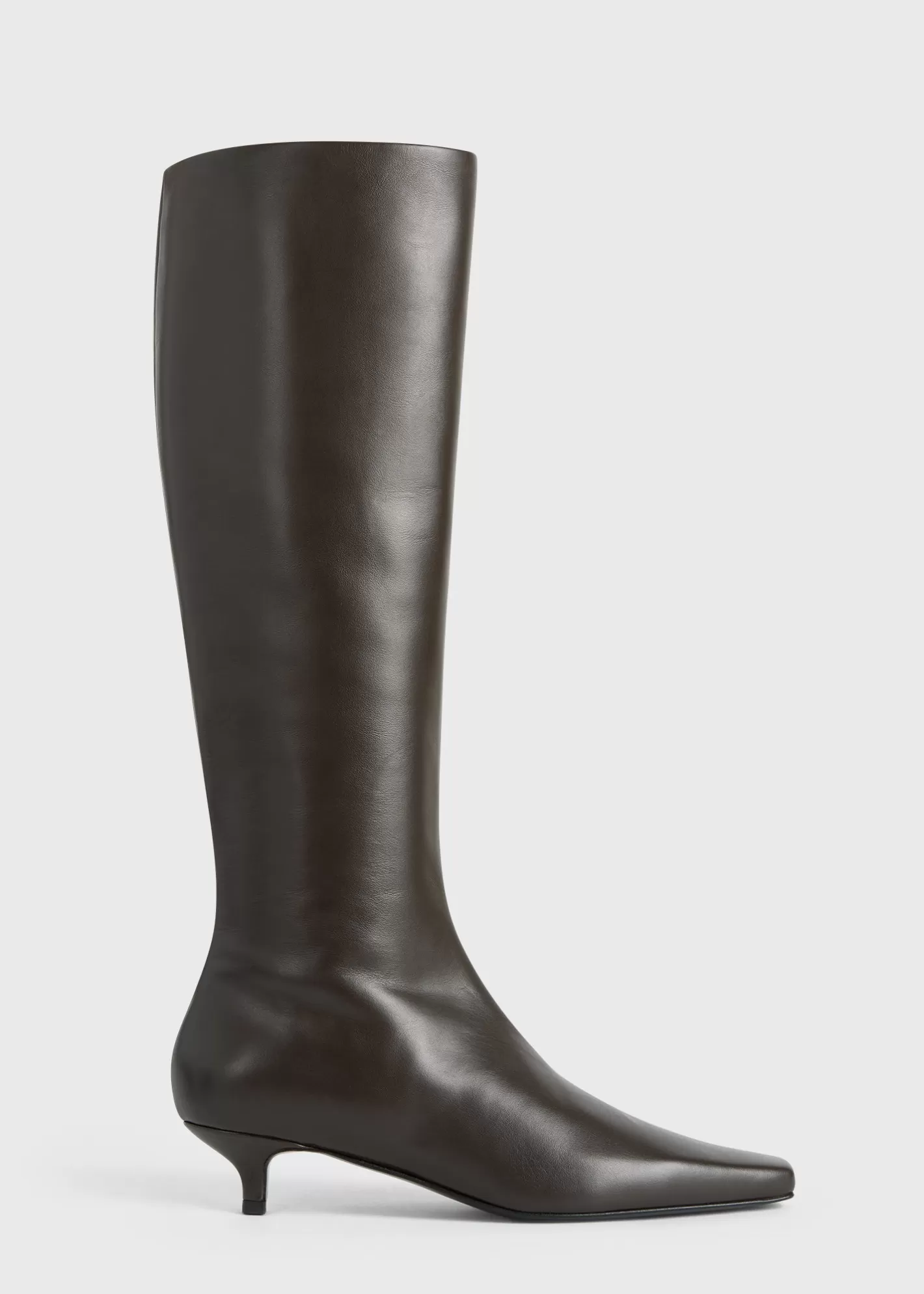 Shoes>TOTEME Slim leather knee-high boots bark