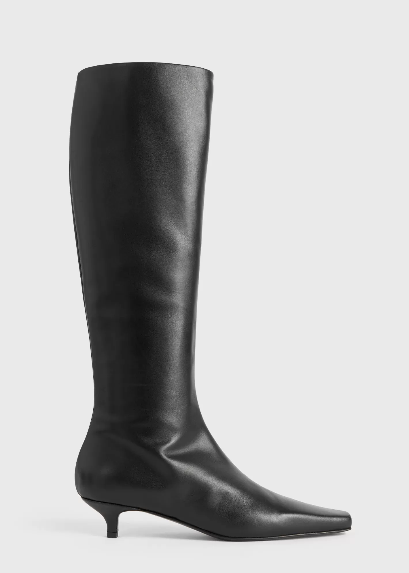 Shoes>TOTEME Slim leather knee-high boots black