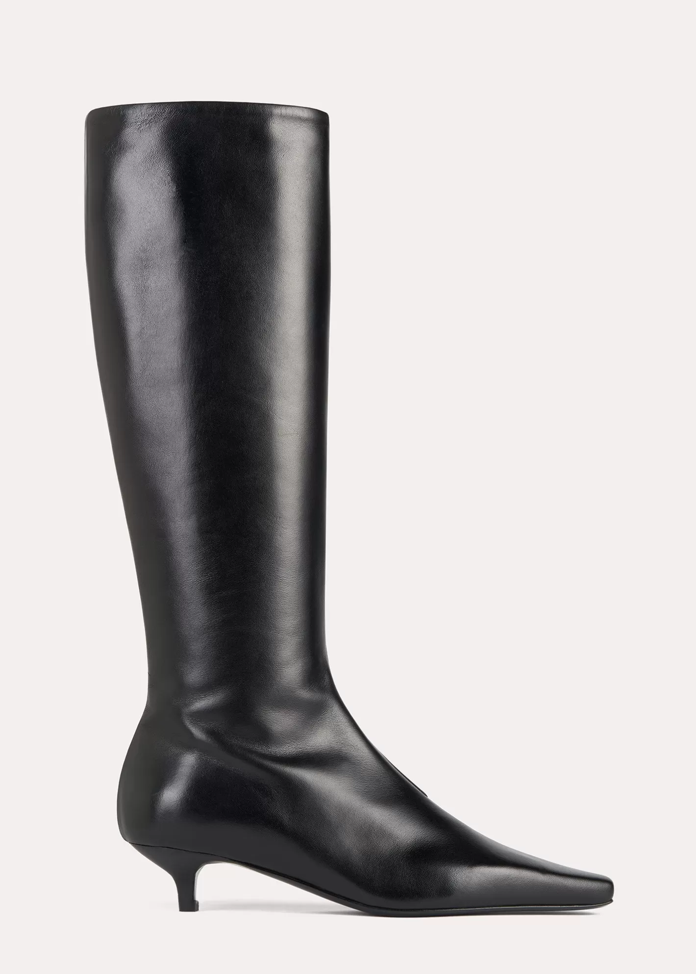 Shoes>TOTEME Slim leather-suede knee-high boots Black