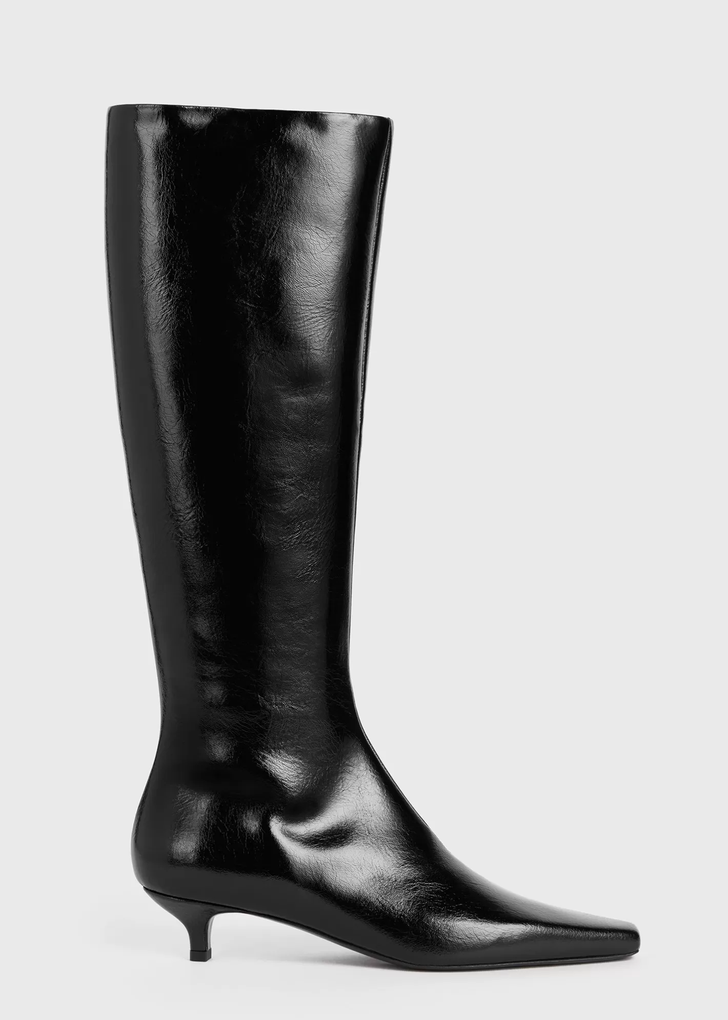 Shoes>TOTEME Slim patent knee-high boots black Blackpatent