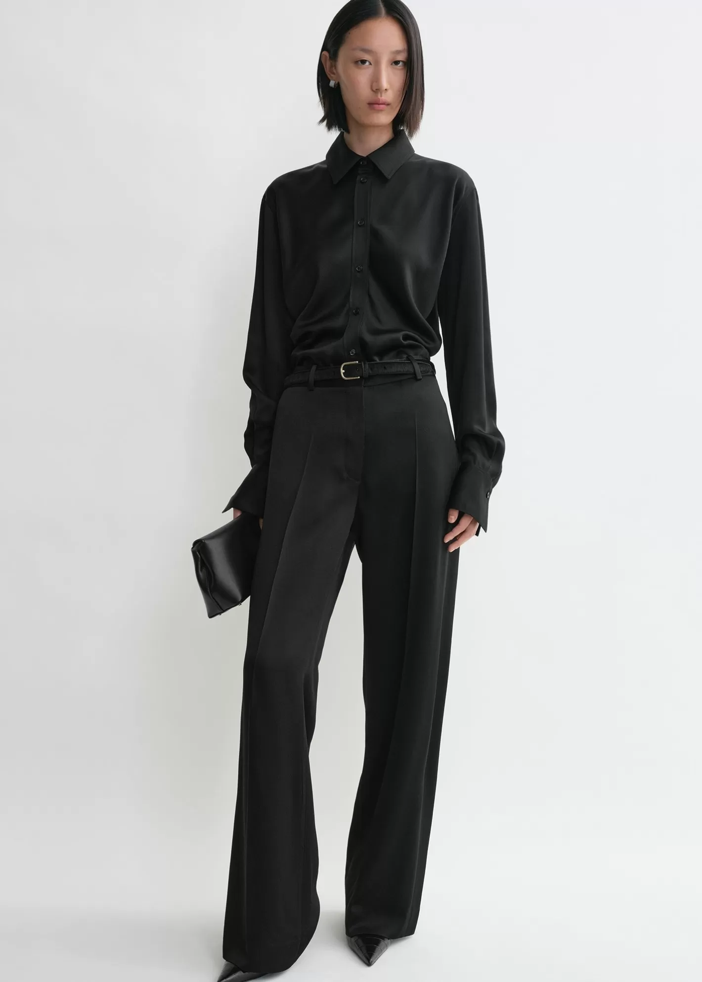 Shirts>TOTEME Slouch waist shirt black