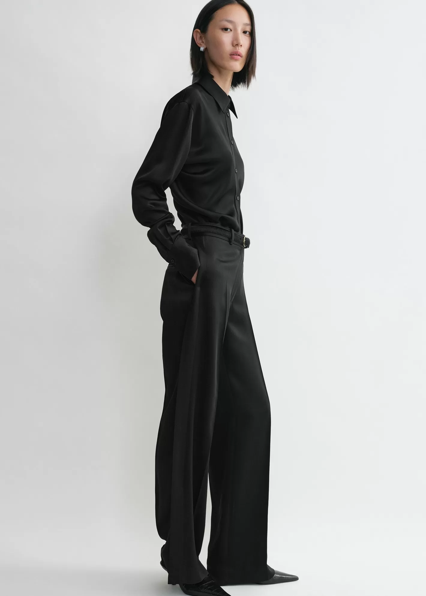 Shirts>TOTEME Slouch waist shirt black