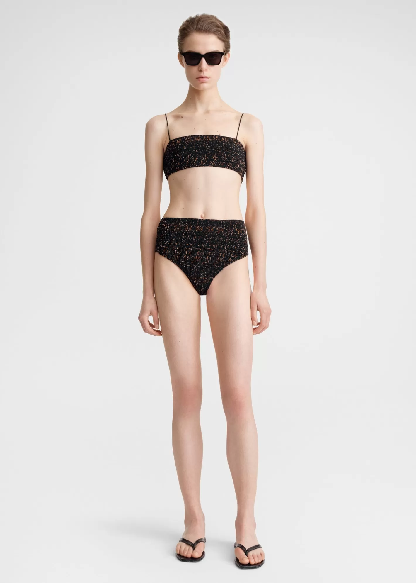 Swim>TOTEME Smocked bikini bottoms tortoise tortoiseprint