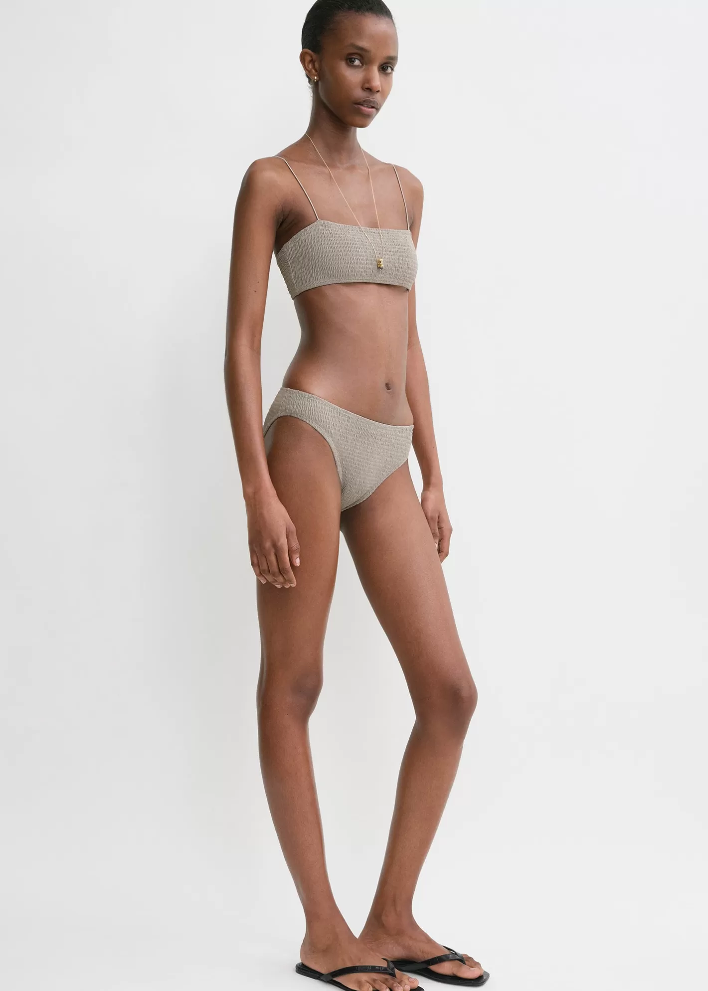 Swim>TOTEME Smocked bikini top Dove