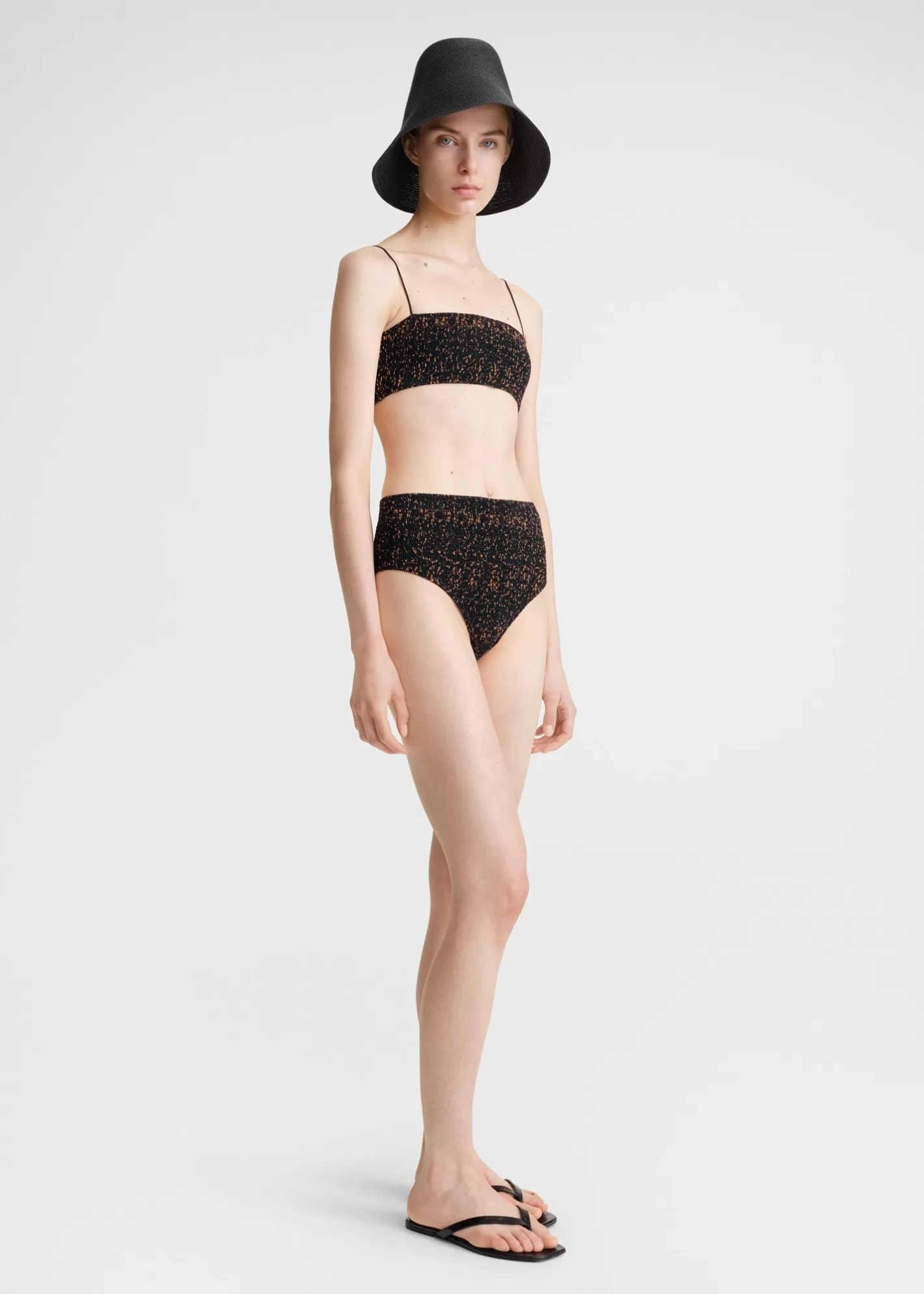 Swim>TOTEME Smocked bikini top tortoise tortoiseprint