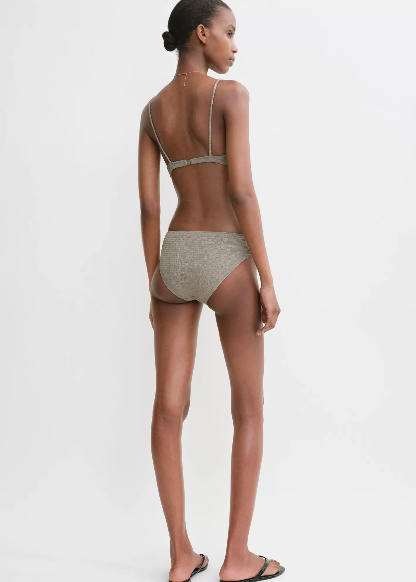 Swim>TOTEME Smocked half-cup bikini top Dove