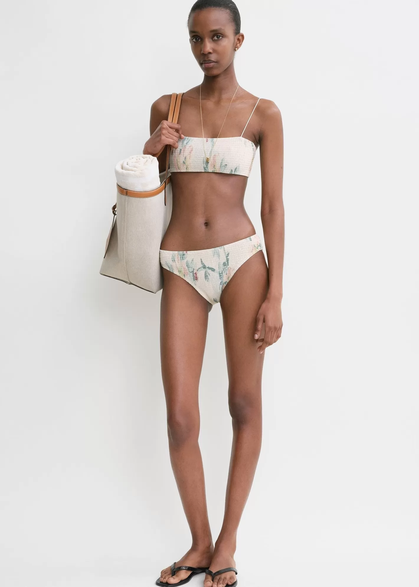 Swim>TOTEME Smocked mid-rise bikini bottoms washed floral Washedfloral