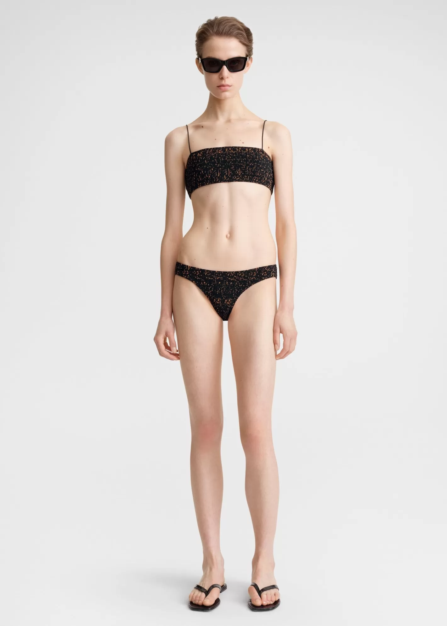 Swim>TOTEME Smocked mini bikini bottoms tortoise tortoiseprint