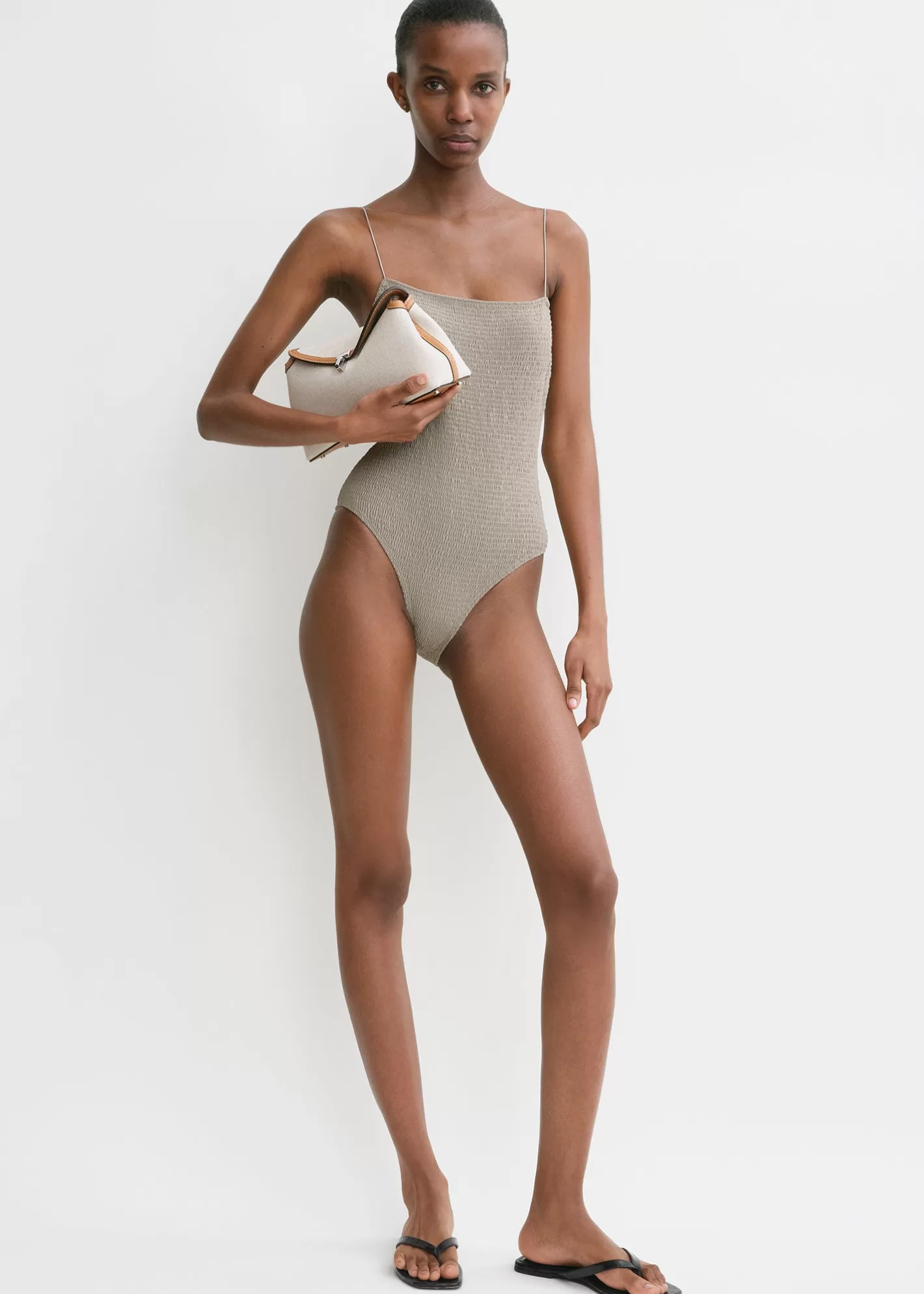 Swim>TOTEME Smocked swimsuit Dove