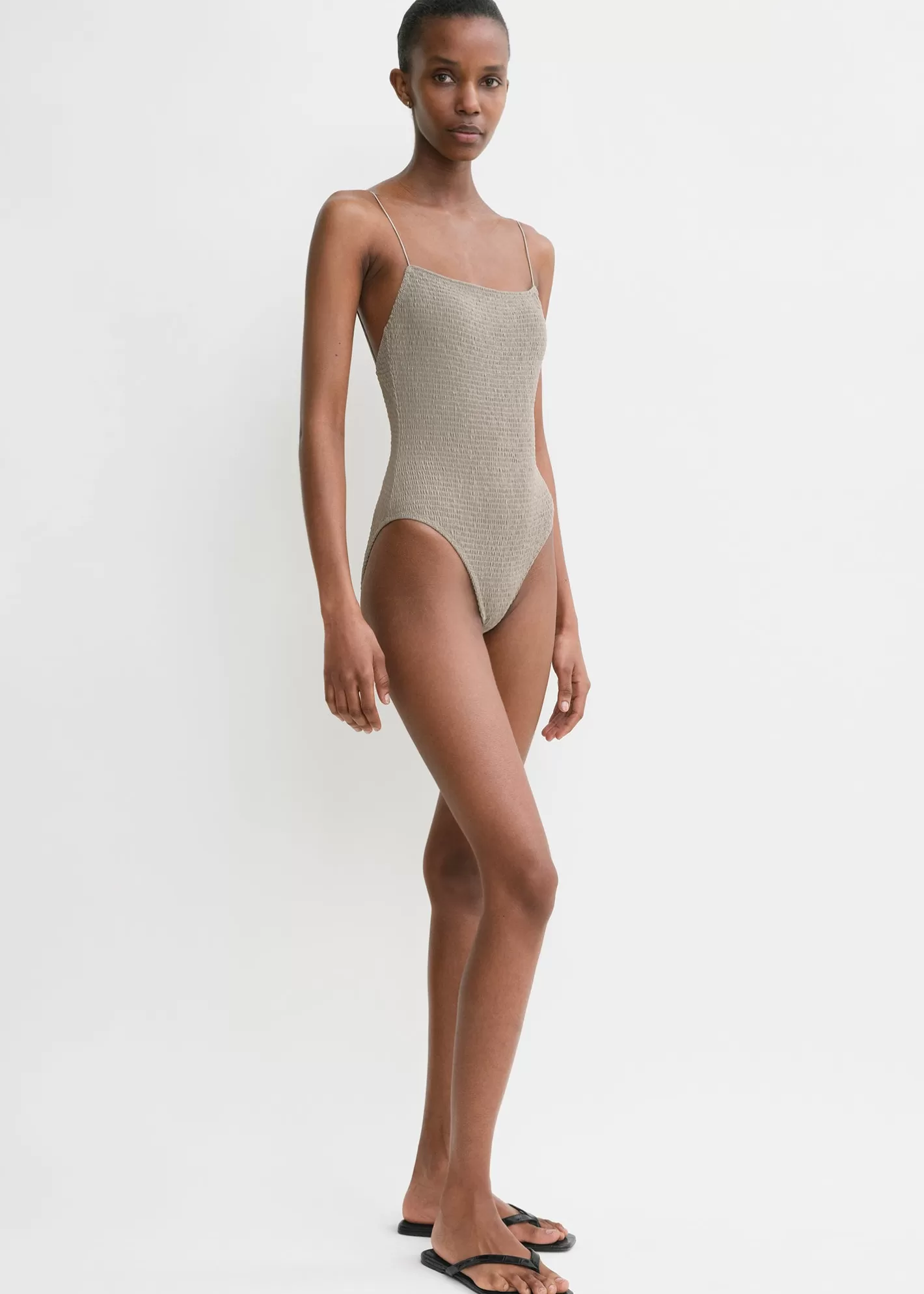 Swim>TOTEME Smocked swimsuit Dove