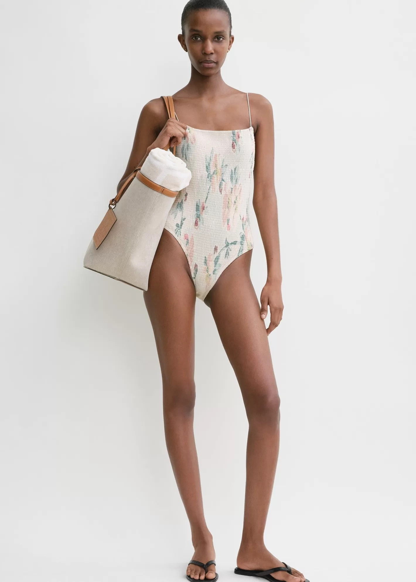 Swim>TOTEME Smocked swimsuit washed floral Washedfloral