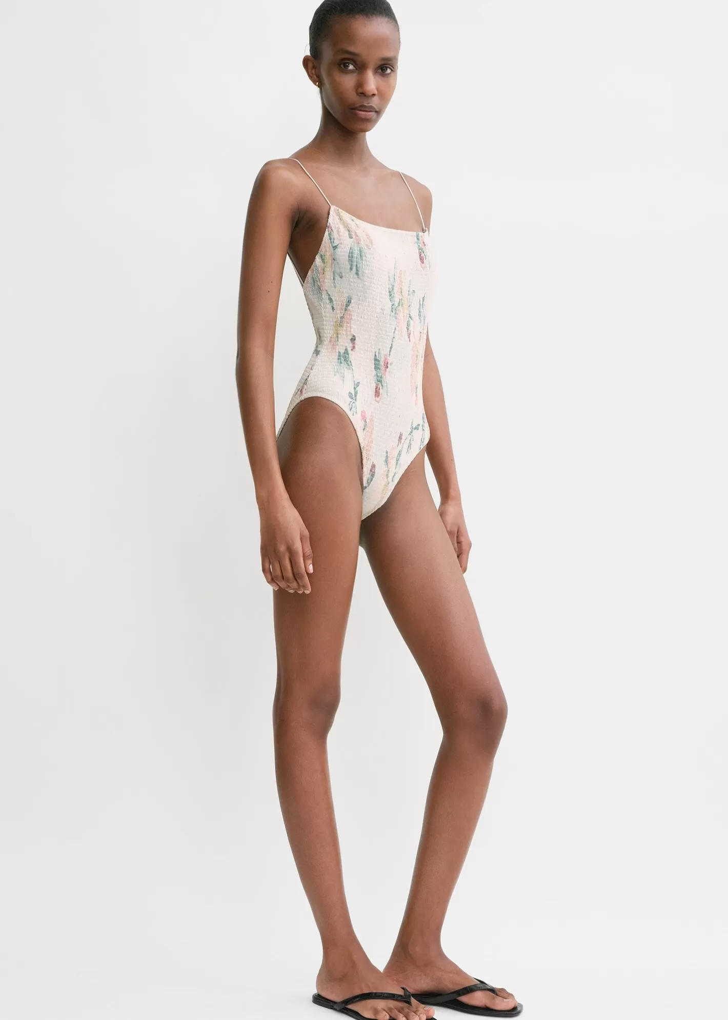 Swim>TOTEME Smocked swimsuit washed floral Washedfloral