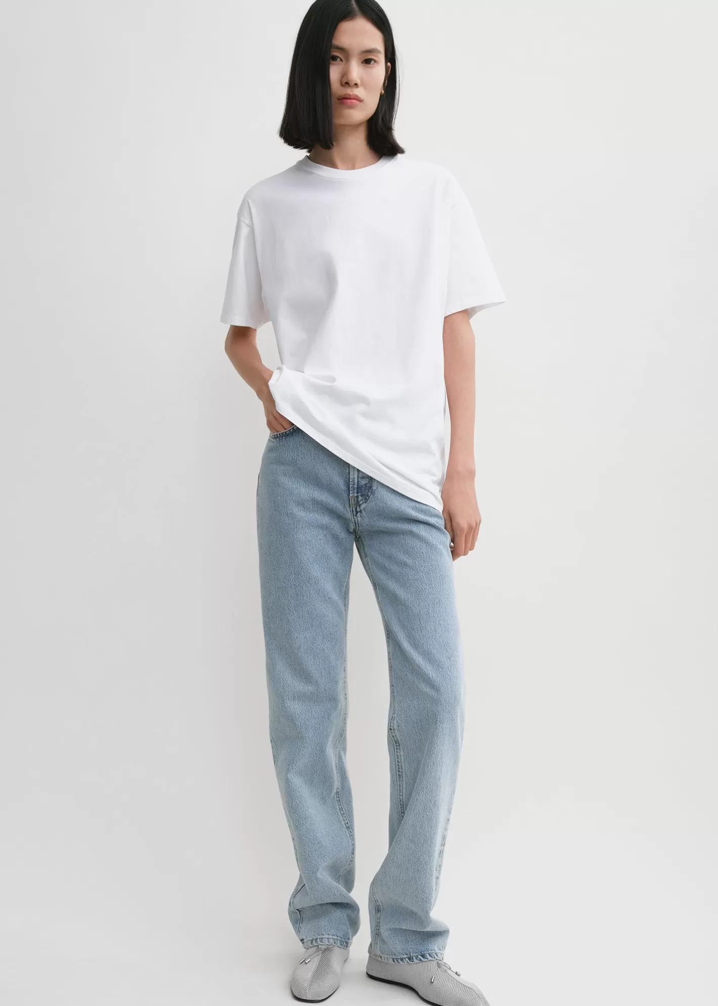 Tops & Blouses>TOTEME Straight cotton tee Off-White