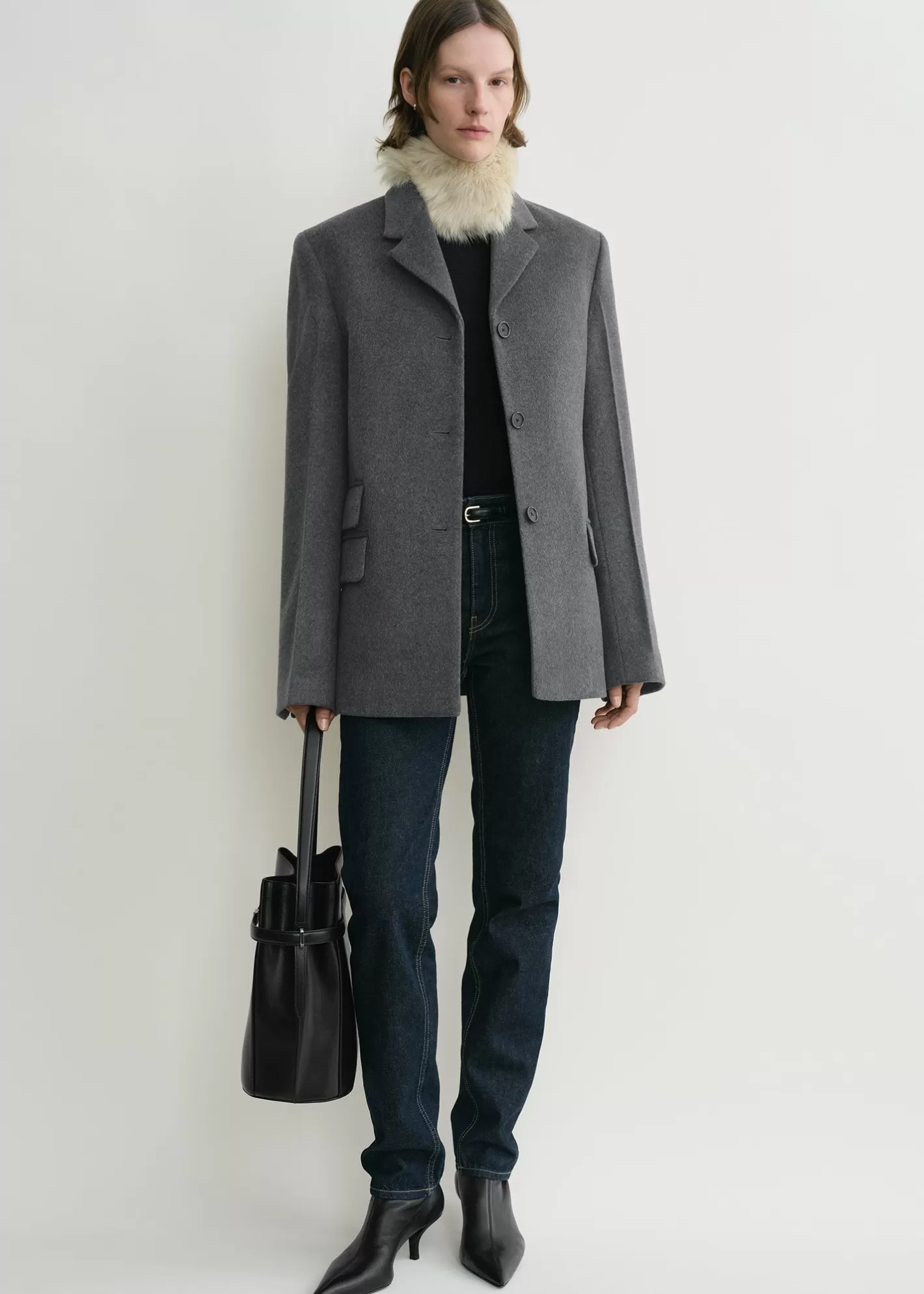 Outerwear>TOTEME Straight jacket grey mélange greymelange