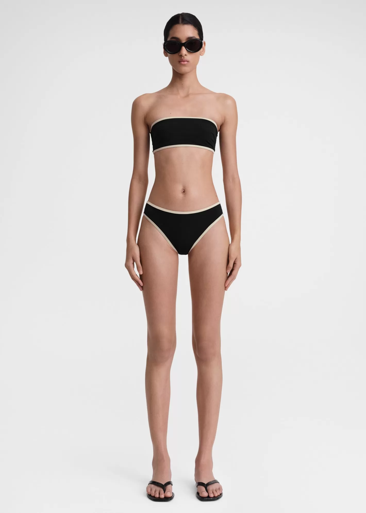 Swim>TOTEME Stripe edge bikini bottoms Black