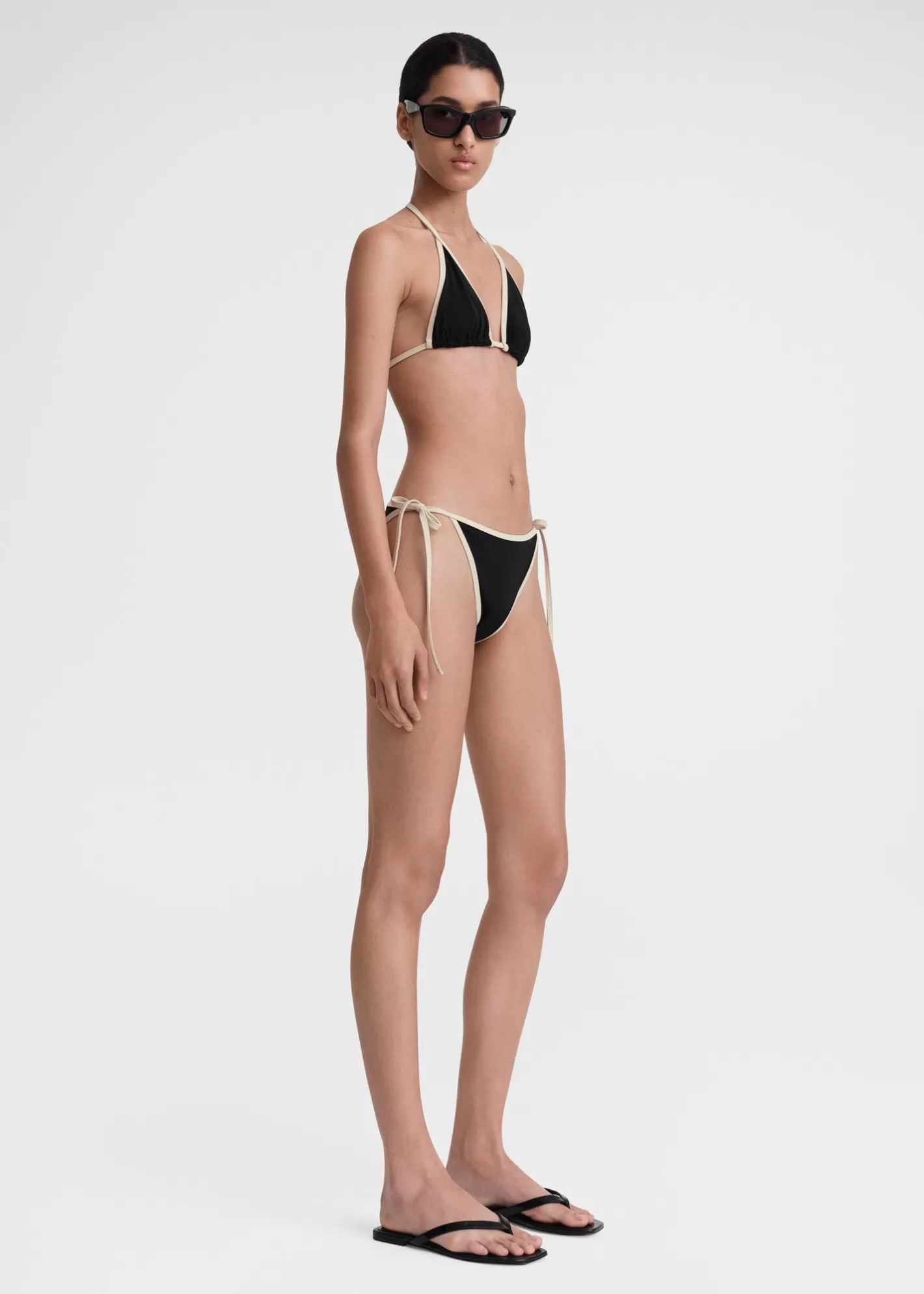 Swim>TOTEME Stripe tie bikini bottoms Black