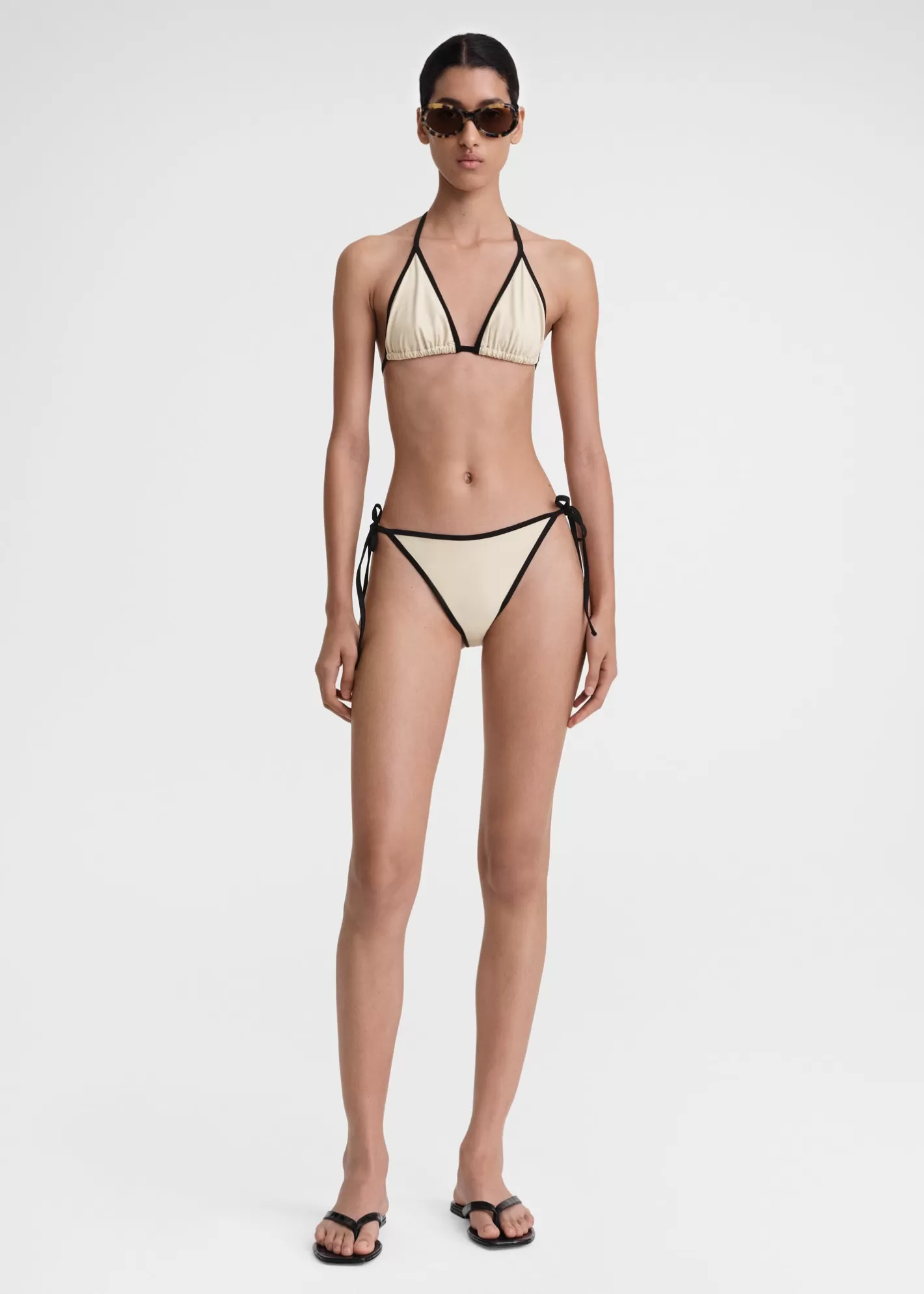 Swim>TOTEME Stripe tie bikini top light hay Lighthay