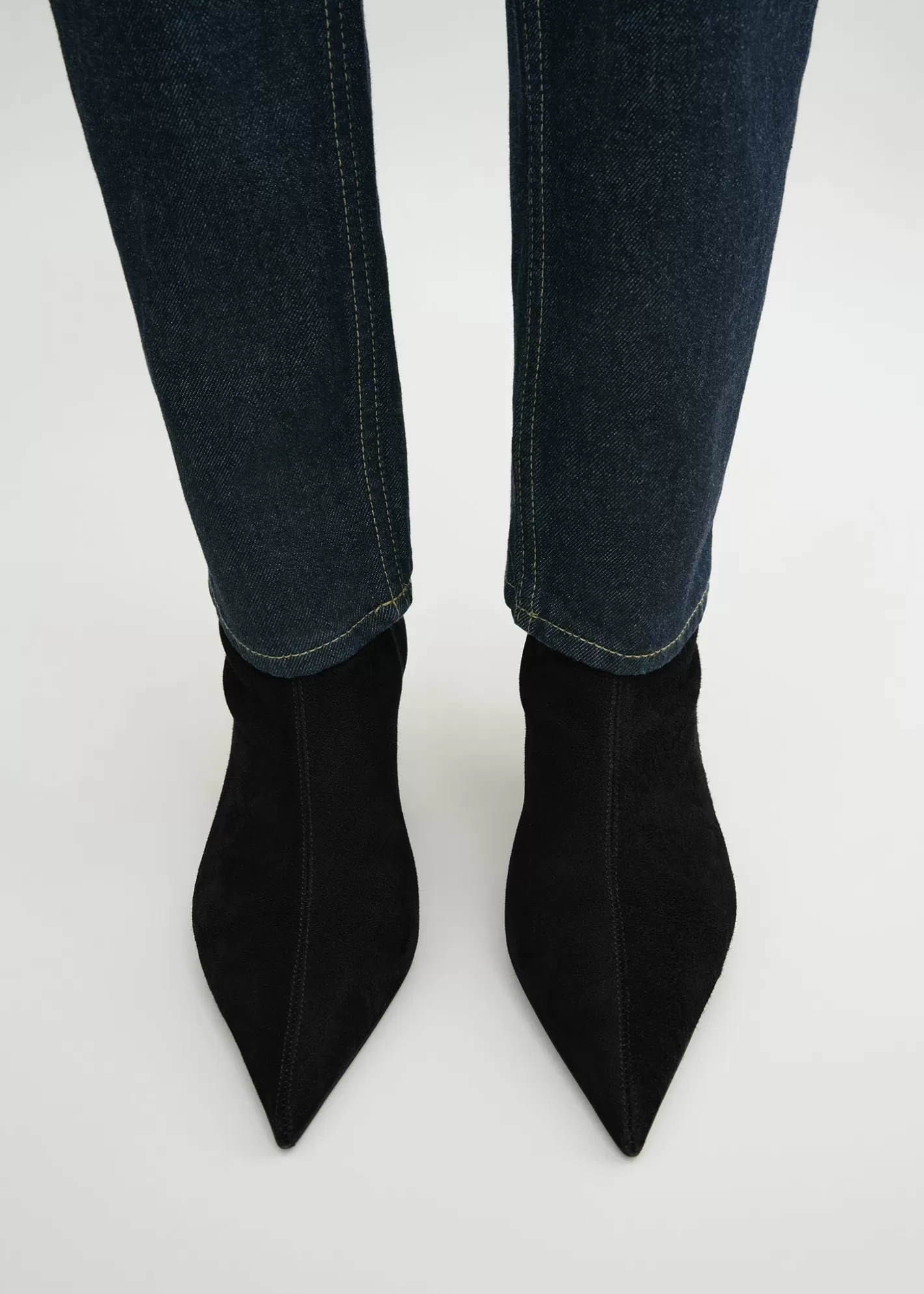 Shoes>TOTEME Suede heeled sock boots black