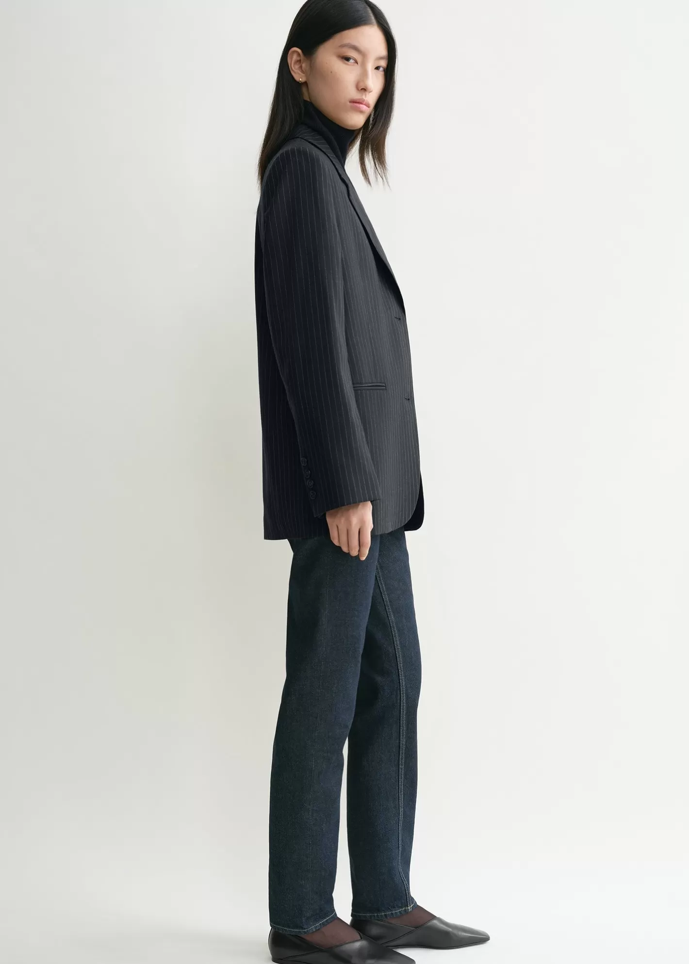 Blazers>TOTEME Tailored pinstriped suit jacket navy