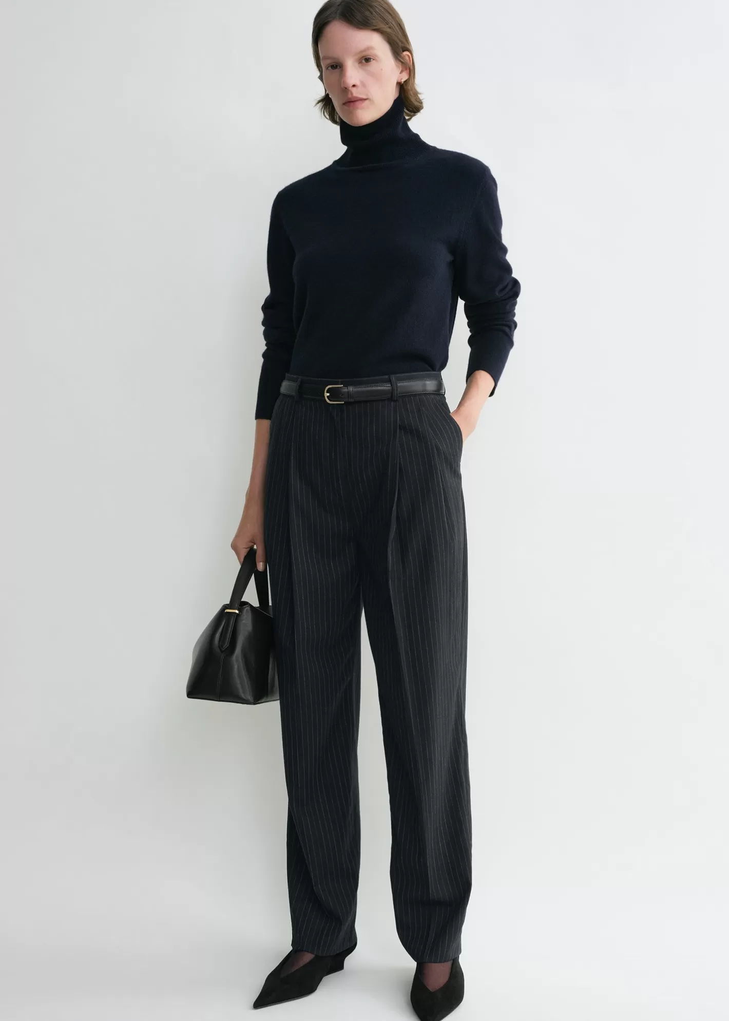 Trousers & Shorts>TOTEME Tailored pinstriped trousers navy