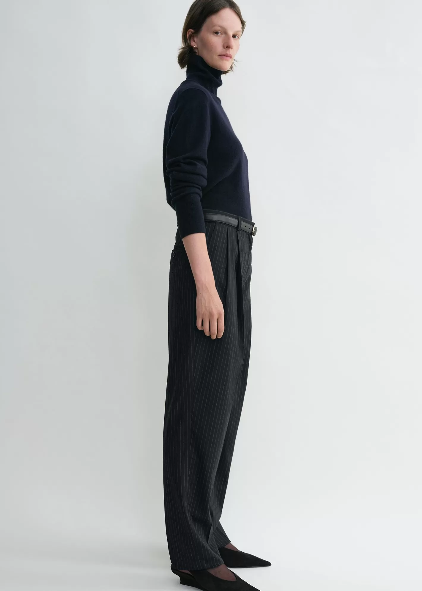 Trousers & Shorts>TOTEME Tailored pinstriped trousers navy