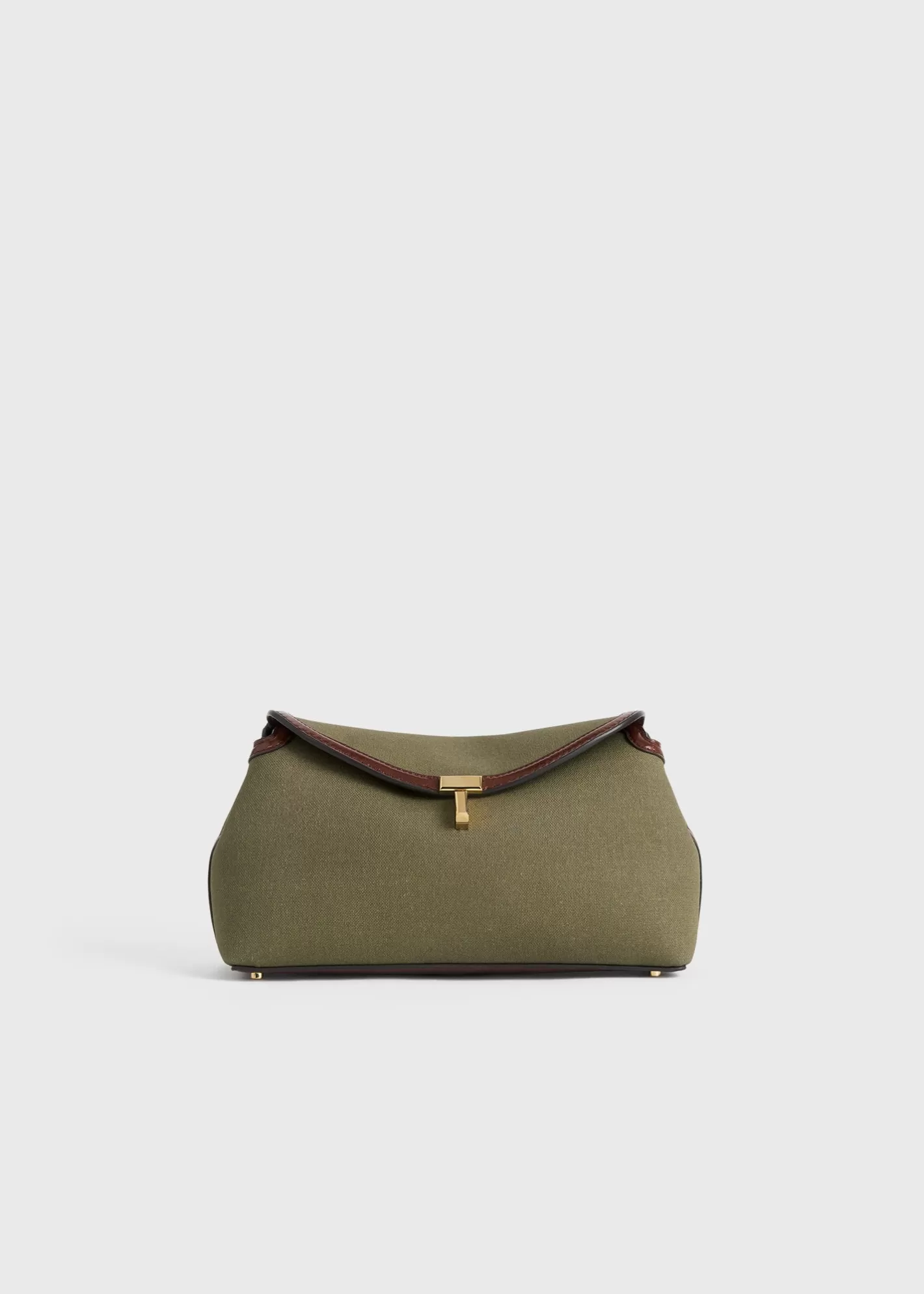 T-lock Bags>TOTEME T-Lock canvas clutch khaki green khakigreen