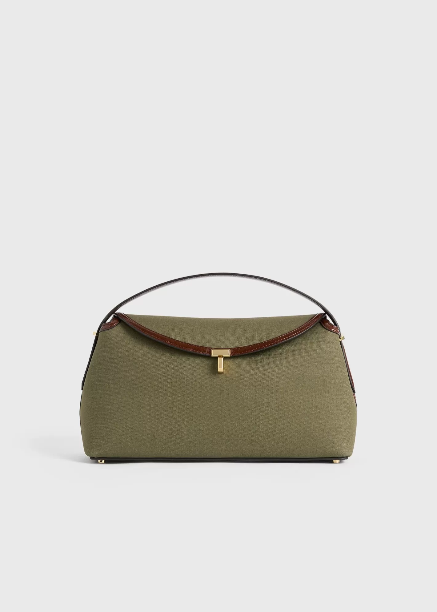 T-lock Bags>TOTEME T-Lock canvas top handle khaki green khakigreen