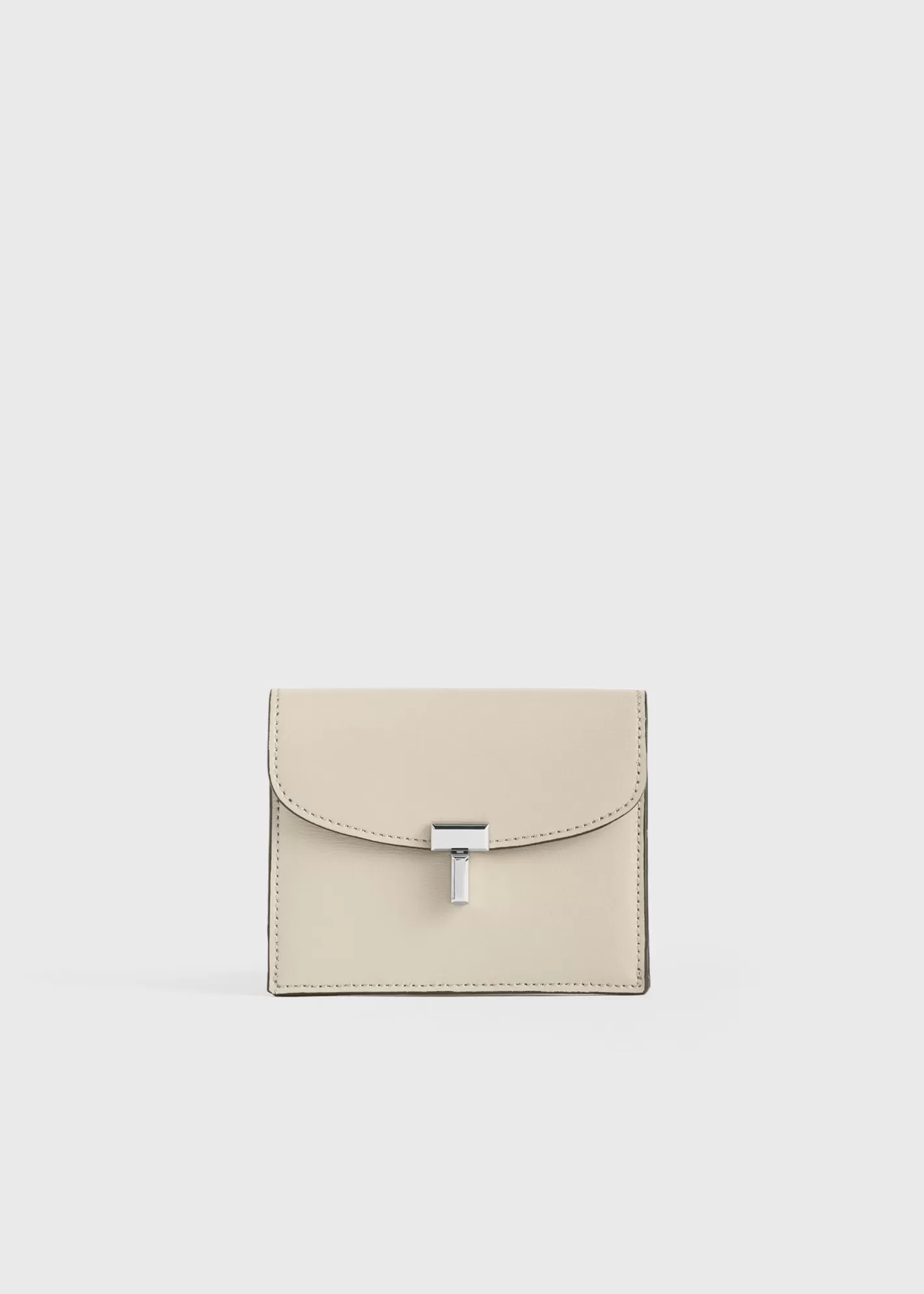 Small Leather Goods>TOTEME T-Lock leather cardholder fawn