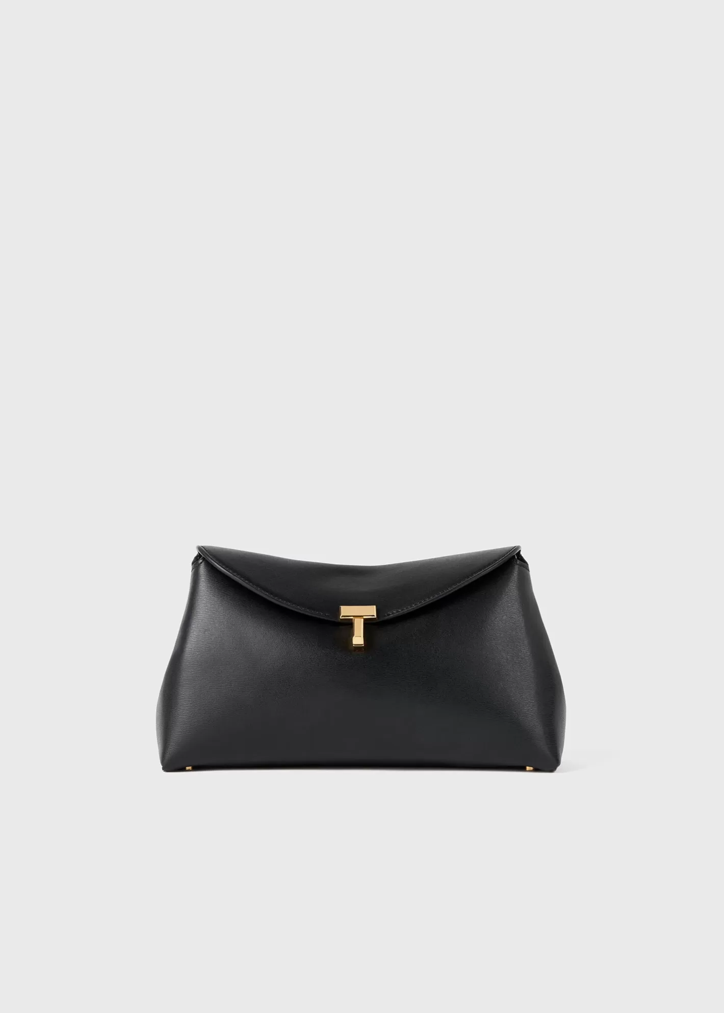 T-lock Bags>TOTEME T-Lock leather clutch Black