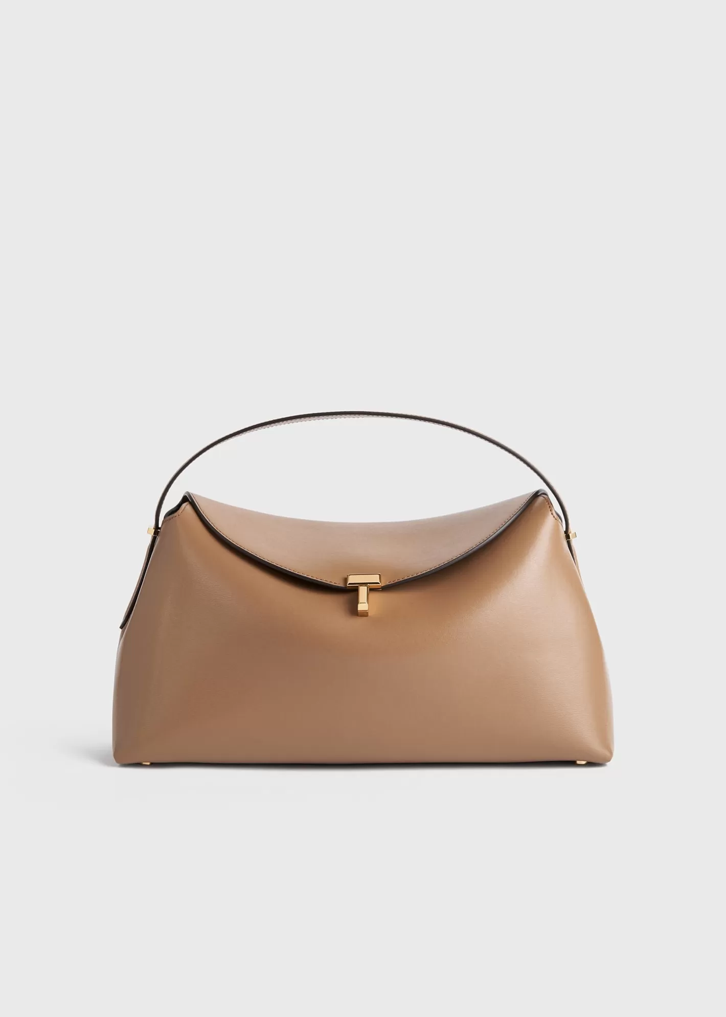 T-lock Bags>TOTEME T-Lock leather top handle camel