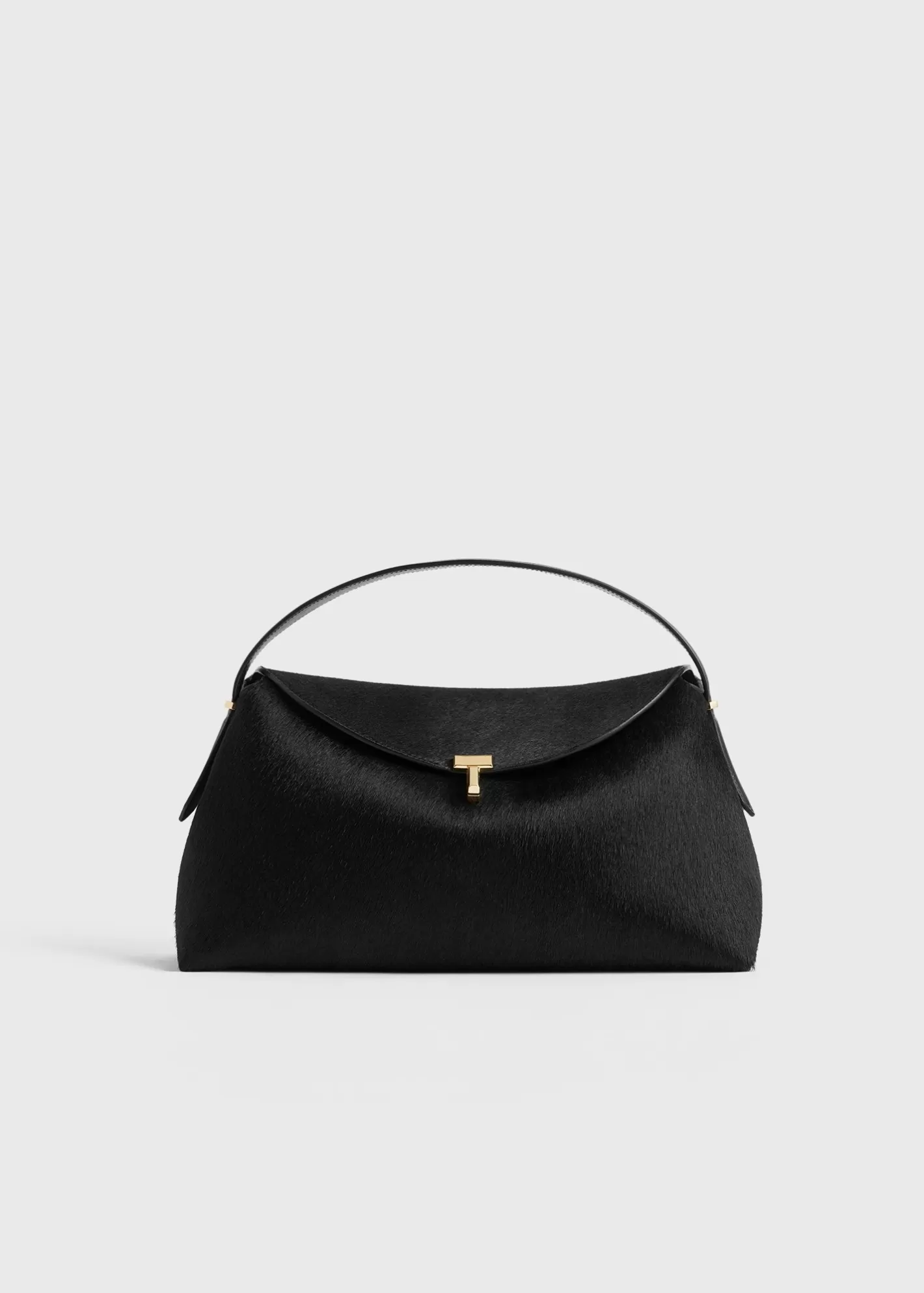 T-lock Bags>TOTEME T-Lock pony hair top handle black