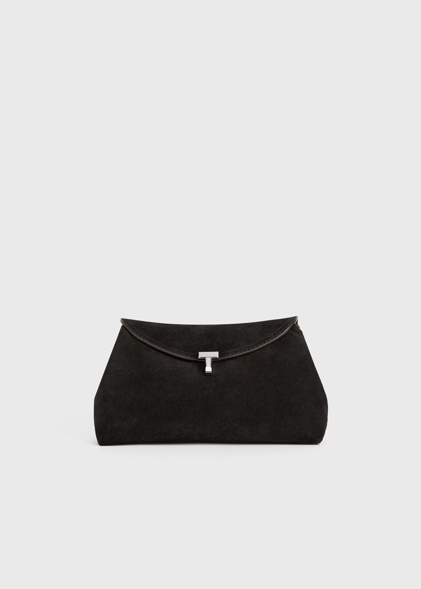 T-lock Bags>TOTEME T-Lock suede clutch Espresso