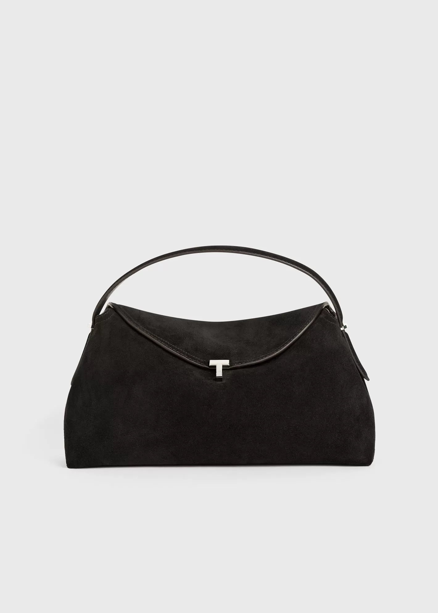 T-lock Bags>TOTEME T-Lock suede top handle Espresso