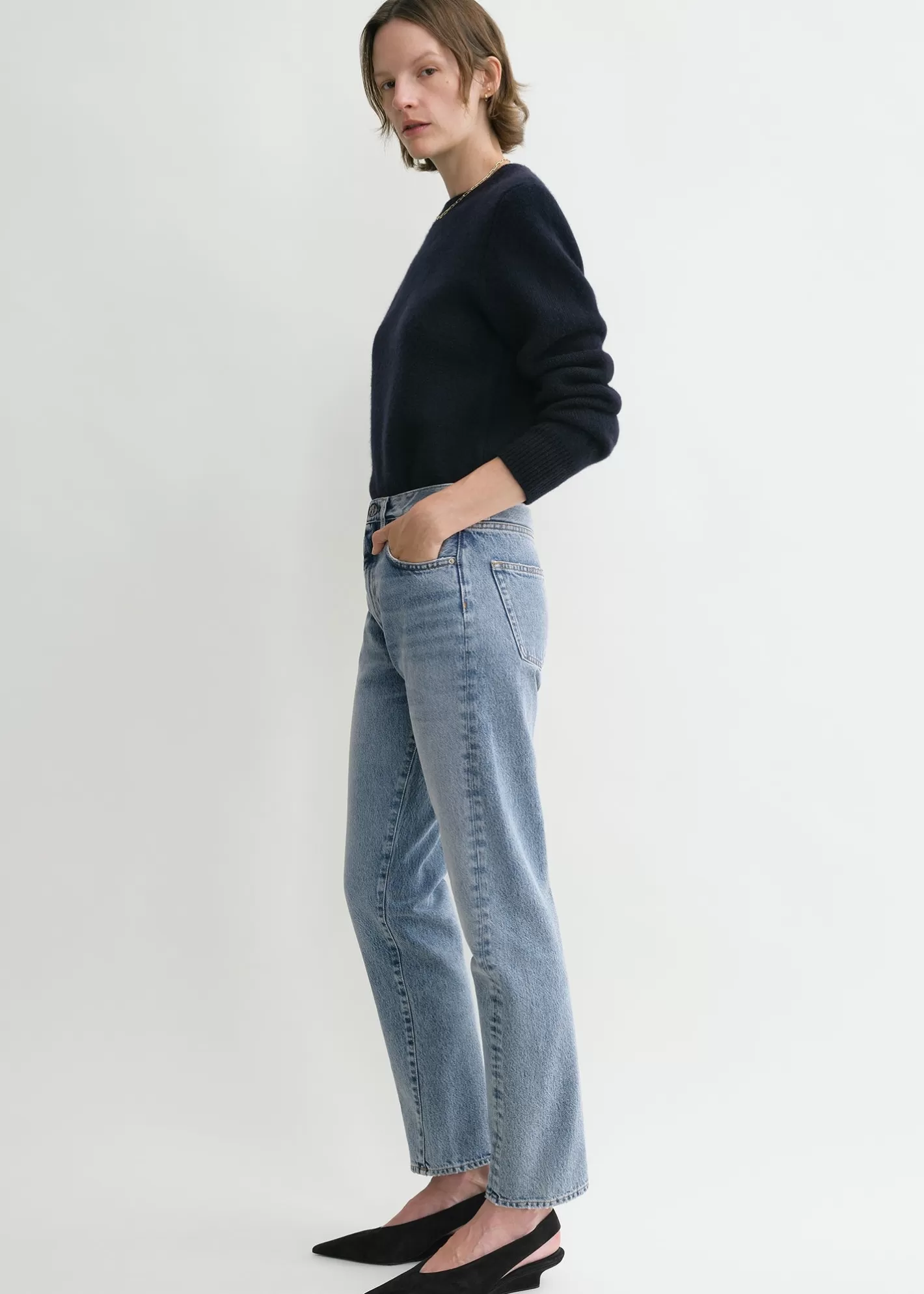 Straight>TOTEME Twisted seam denim worn blue Wornblue