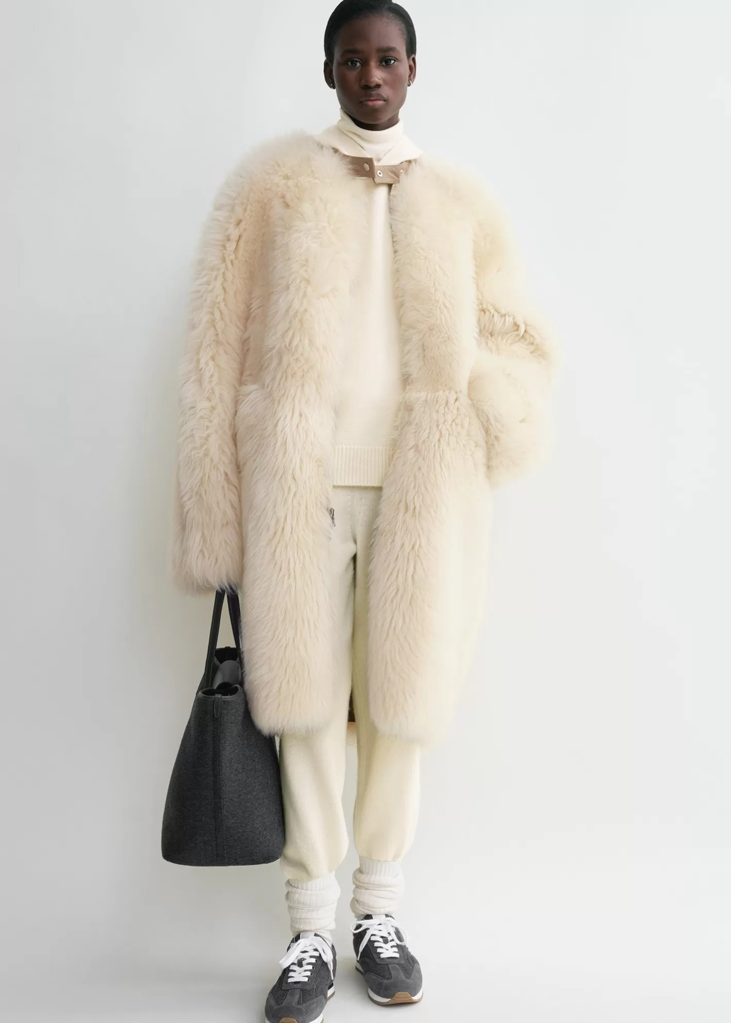 Outerwear>TOTEME Two-way shearling coat cream/caramel caramel/cream