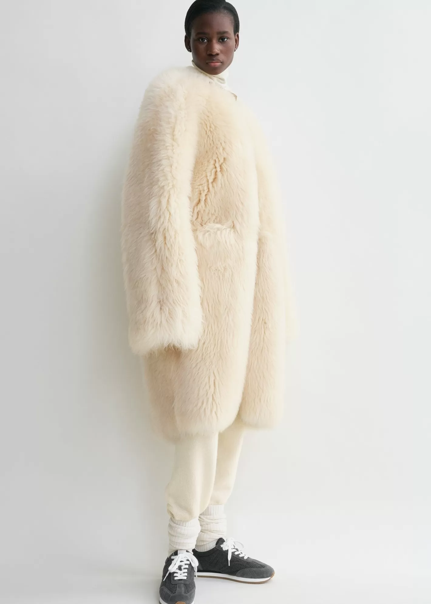 Outerwear>TOTEME Two-way shearling coat cream/caramel caramel/cream