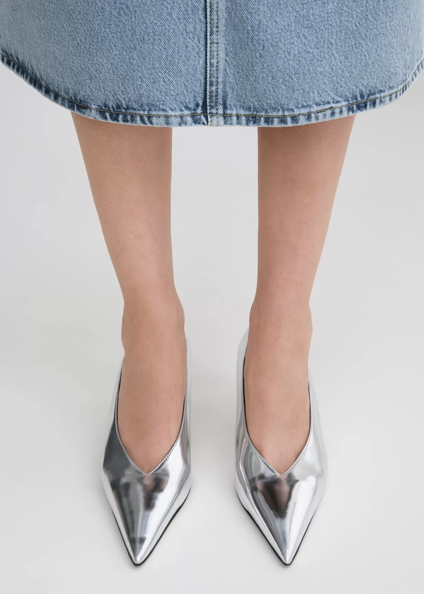 Shoes>TOTEME Wedge-heel faux-leather pumps silver Mirrorsilver