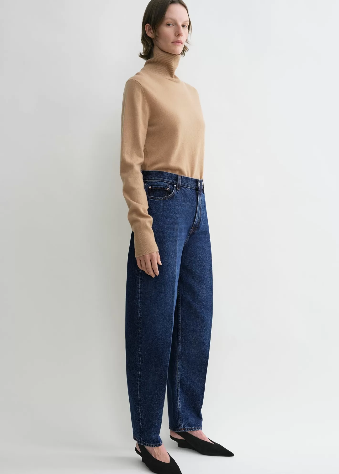 Relaxed>TOTEME Wide tapered leg denim dark blue DarkBlue